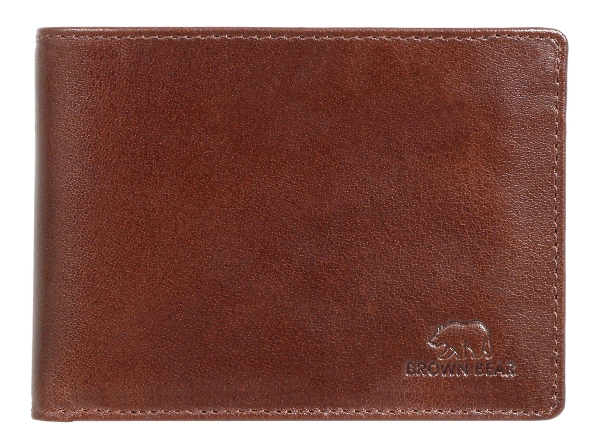 Brown Bear Geldbörse Modell 103 Herren Portemonnaie mit Netzfach, aus Echtleder mit 9 Kartenfächern Farbe Braun Braun Toscana