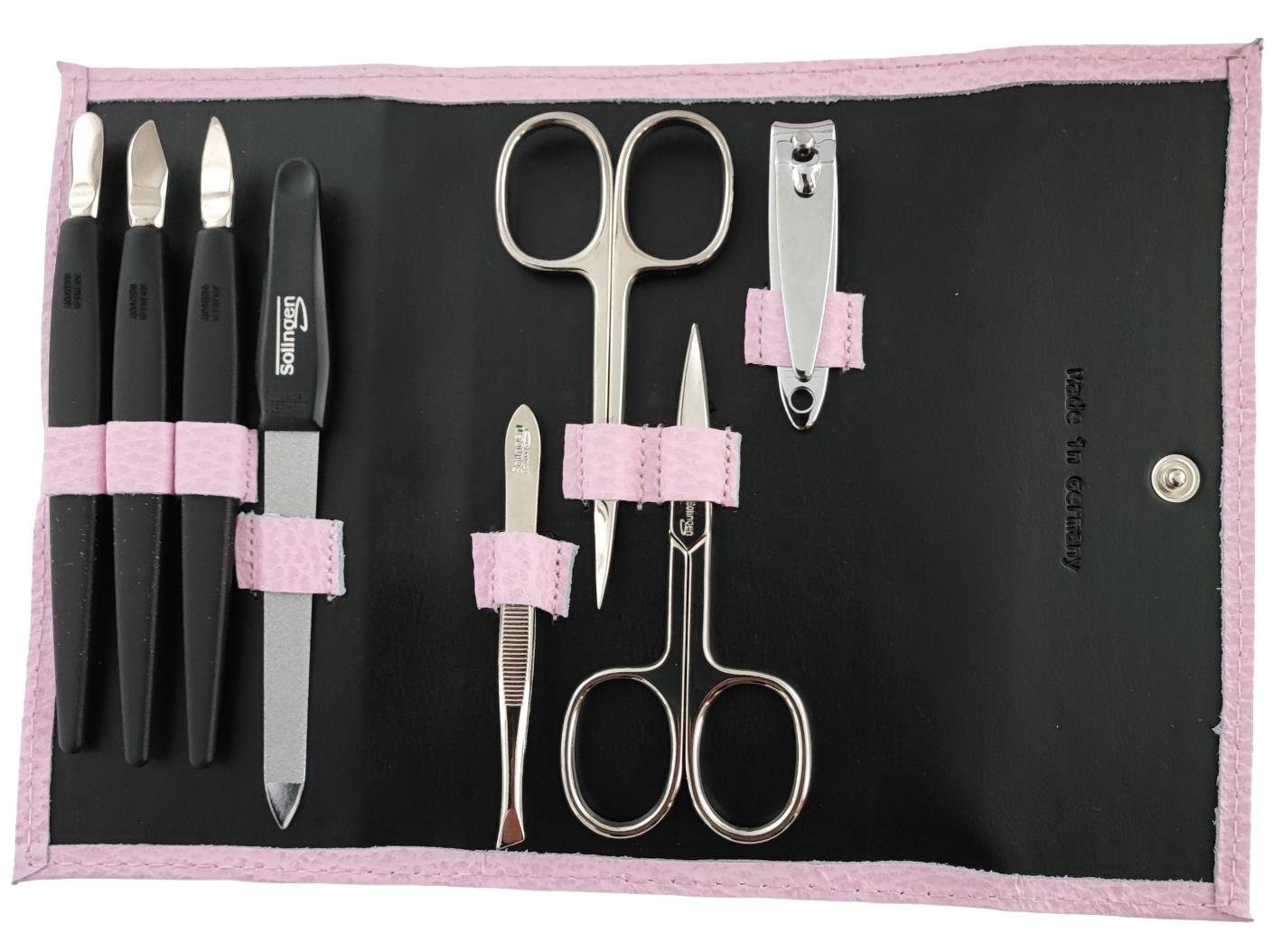 8 Rosa Solingen, tlg. Lederetui Nagelschere EloModa Maniküre Etui Mit Maniküre-Etui Nagelpflege Set 8-tlg