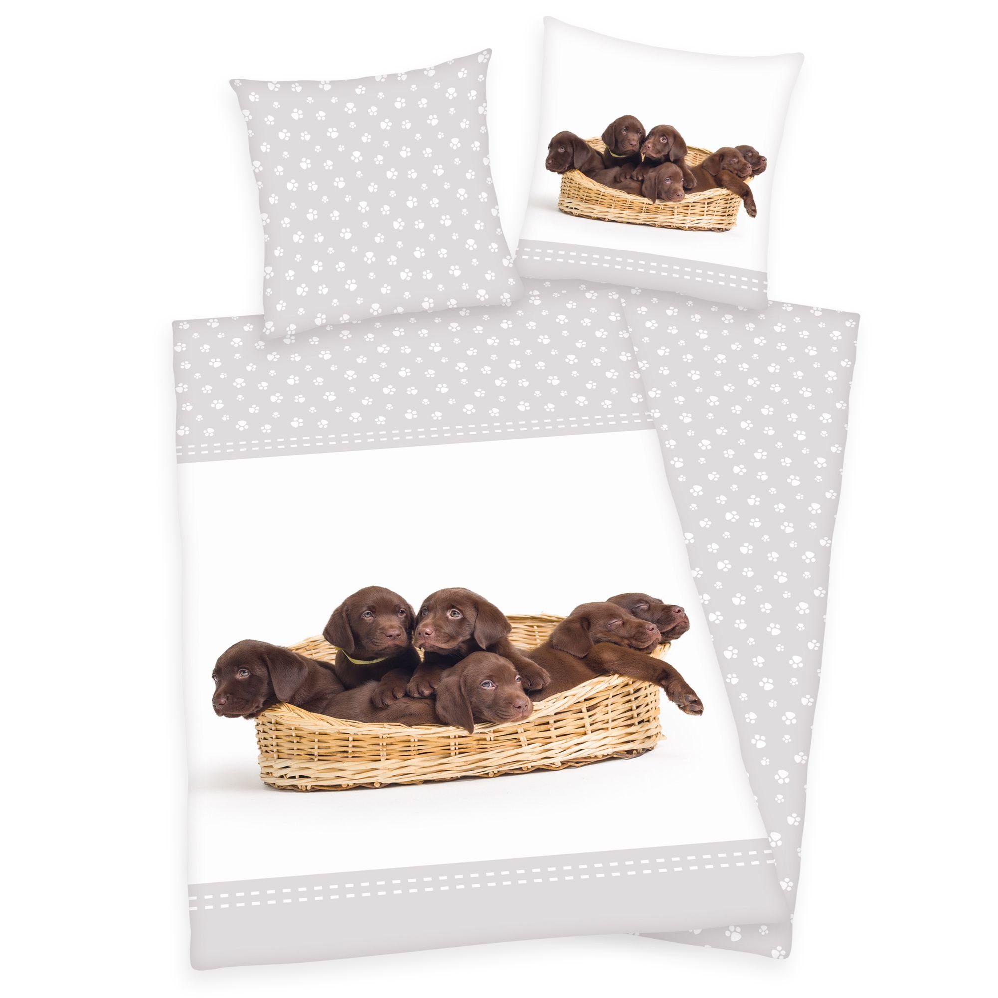 Herding Kinderbettwäsche Herding Bettwäsche mit Hund 135 x 200cm 100%Baumwo günstig online kaufen