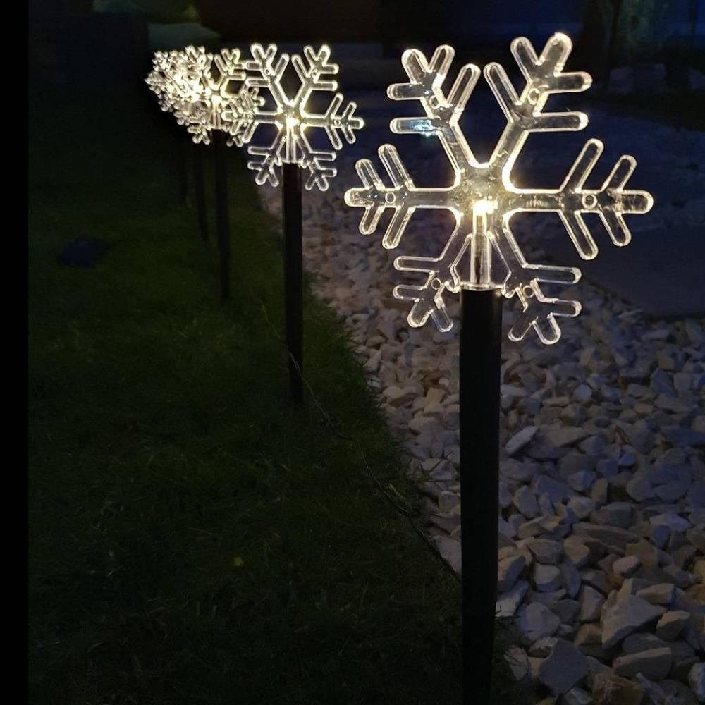 FHS LED Solarleuchte 35075 5 LED Leuchtstäbe warmweiß Schneeflocke günstig online kaufen