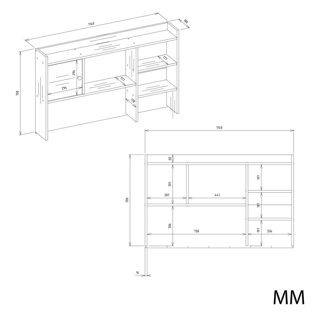 Raumhirsch Furniture Schreibtisch Computertisch, Bürotisch, Lerntisch, Arbeitstisch (Maße 120 x 45 x 145 (H) cm, mit Aufsatz), Rollenführungen, Ergonomisches De – Bild 4 von 5