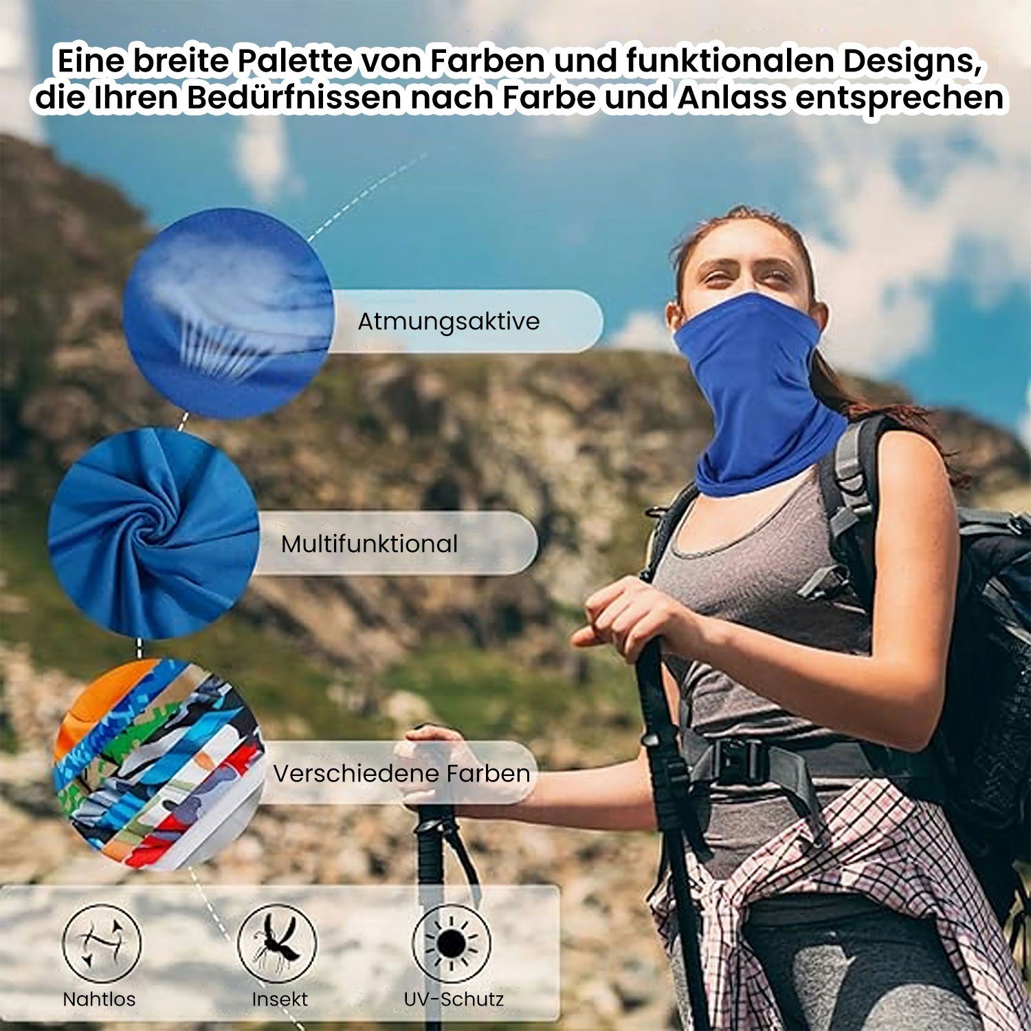 blau Multifunktionstuch (3-St), Sport-Turban-Schal,Herren/Damen, Navy Bandana MAGICSHE Halstuch