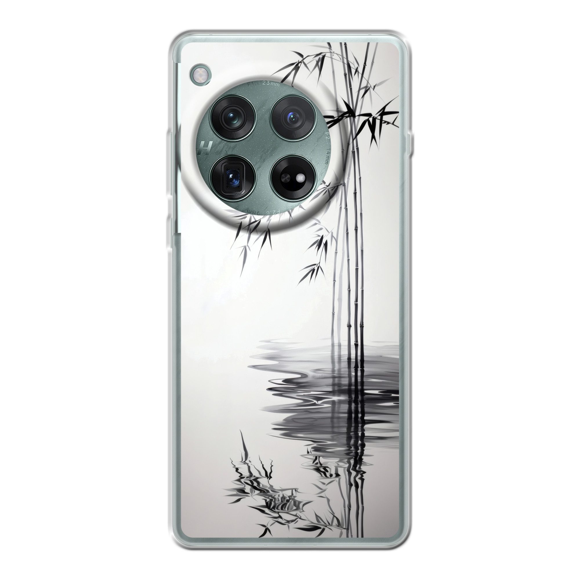 MuchoWow Handyhülle für OnePlus 12r Bambusstämme - Wasser - Minimalistisch - Weiß, Handy Case, Silikon, Bumper Case Dünn