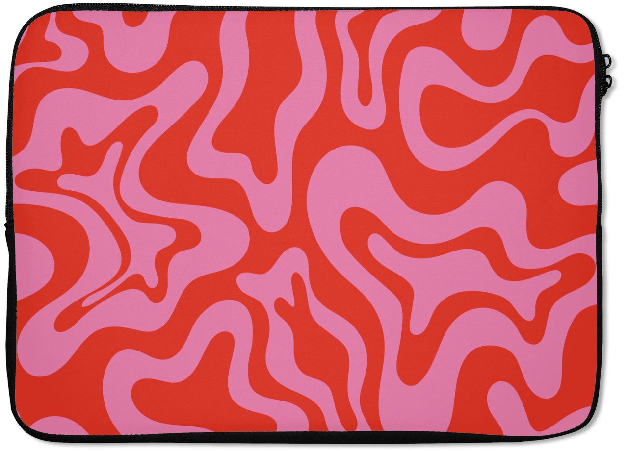 MuchoWow Laptop-Hülle Abstrakt - Muster - Rot - Rosa - Minimalistisch 13.3 Zoll, Laptopsleeve, weiches Innenfutter zum Schutz Kratzern, Laptoptasche