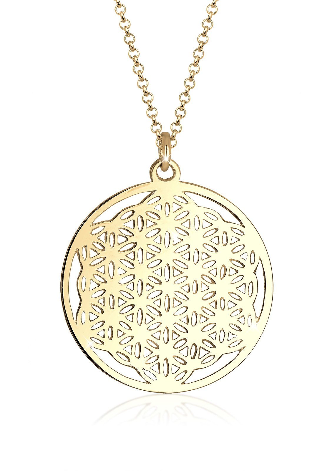 Elli Kette mit Anhänger Ornament Lebensblume Symbol 925 Sterling Silber Gold
