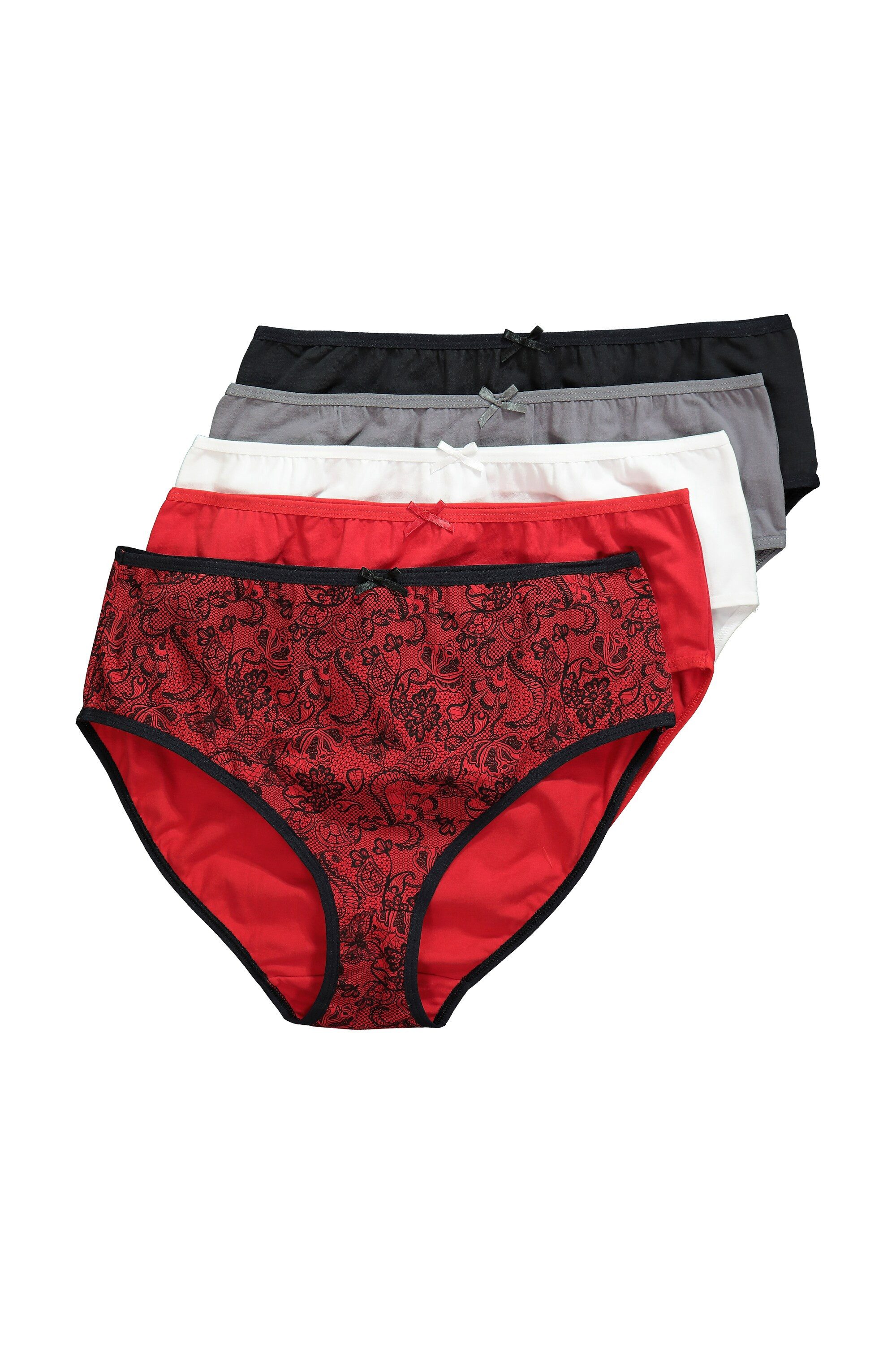 Slip Midislips 5er-Pack Spitzendruck/einfarbig