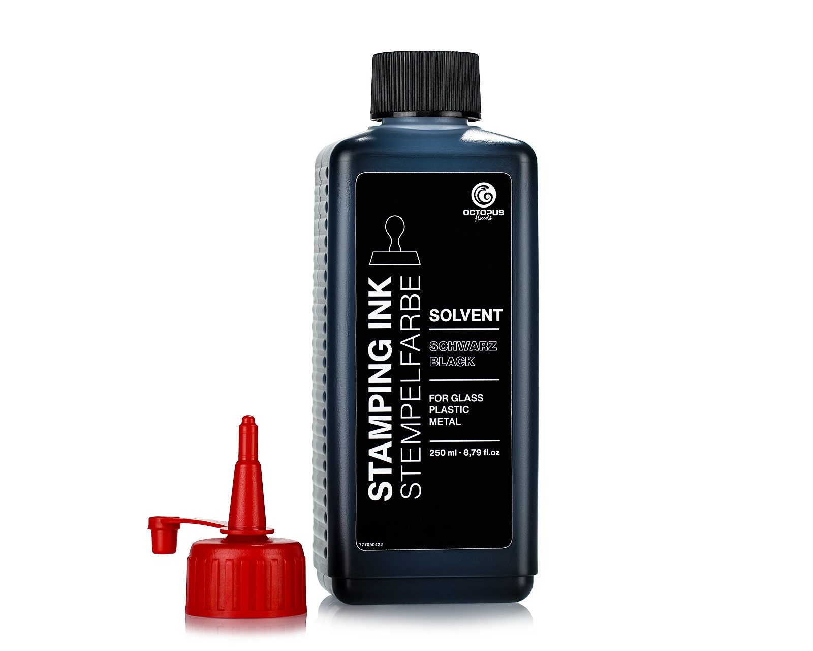 OCTOPUS Fluids Lenizett Solvent Stempelfarbe für glatte Untergründe, schwarz Stempelkissen (1-tlg., wasserfest)