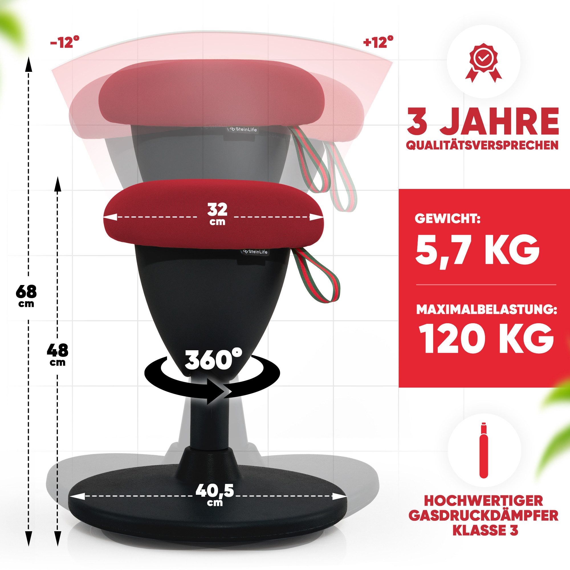 Steinlife Arbeitshocker Ergonomisch [TESTSIEGER] Bürohocker Höhenverstellba günstig online kaufen
