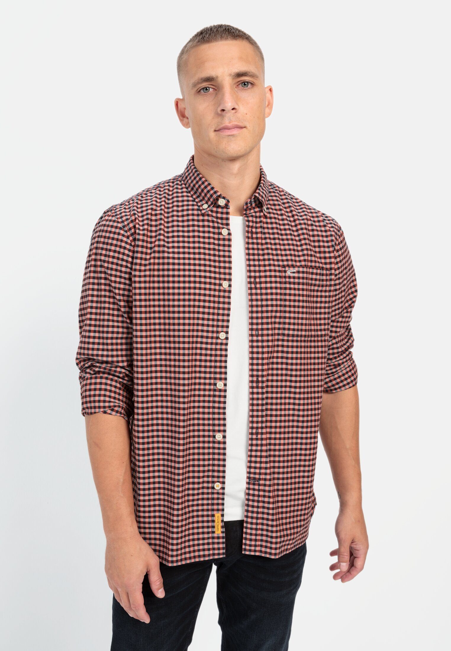 camel active Langarmhemd im Vichy-Karomuster Langarm Button-Down Button-Dow günstig online kaufen