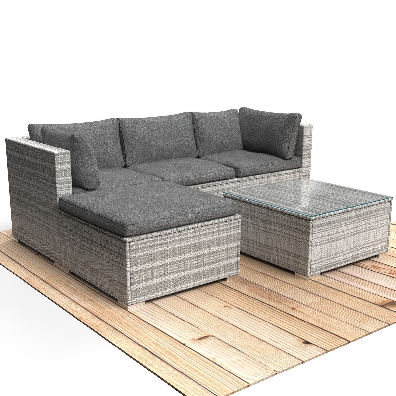 BRAST Gartenlounge-Set Royal für 4 Personen inkl. extra Dicke Kissen, TÜV geprüft Outdoor Loungemöbel Sitzgruppe Essgruppe Garnitur