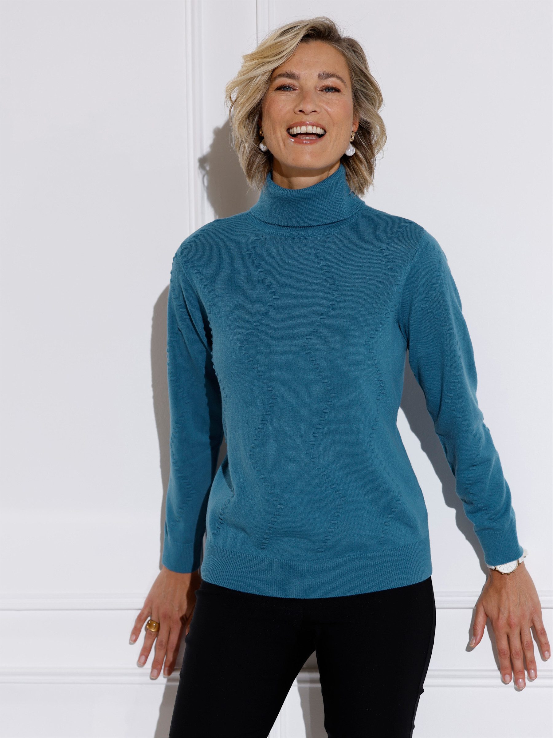 Strickpullover Rollkragen-Pullover Langarm Jersey