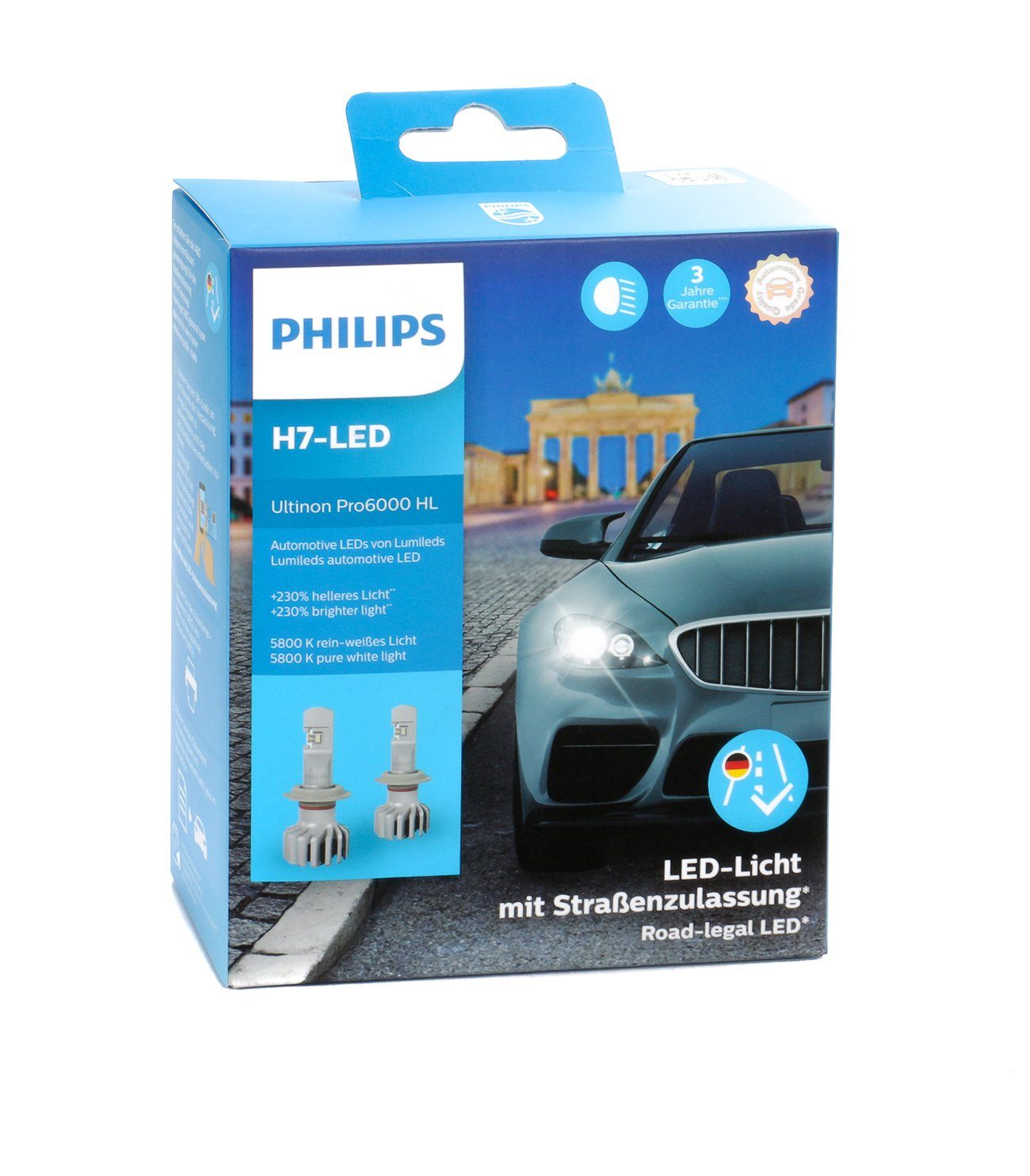 Philips LED Scheinwerfer Auto Scheinwerferlampen, H7-LED-Licht Ultinon Pro6000 HL