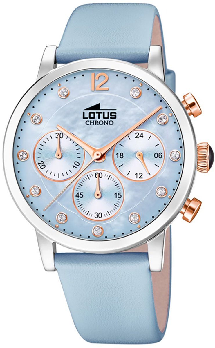 Damen Uhren Lotus Quarzuhr UL18674/3 LOTUS Damen Uhr Fashion 18674/3 Leder, Damen Armbanduhr rund, Lederarmband hellblau