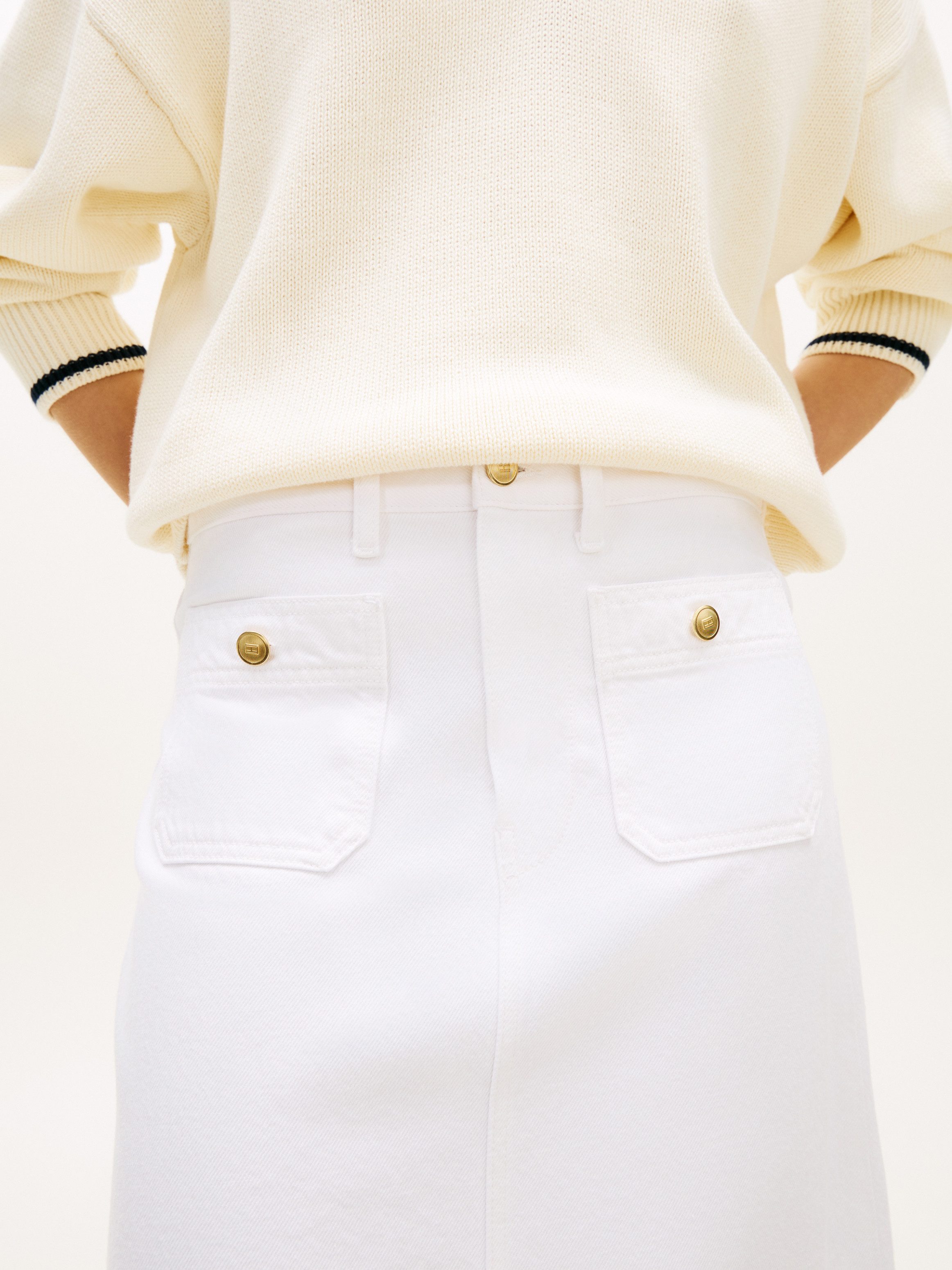 Tommy Hilfiger Bleistiftrock DNM WHITE MIDI STRAIGHT SKIRT HW günstig online kaufen