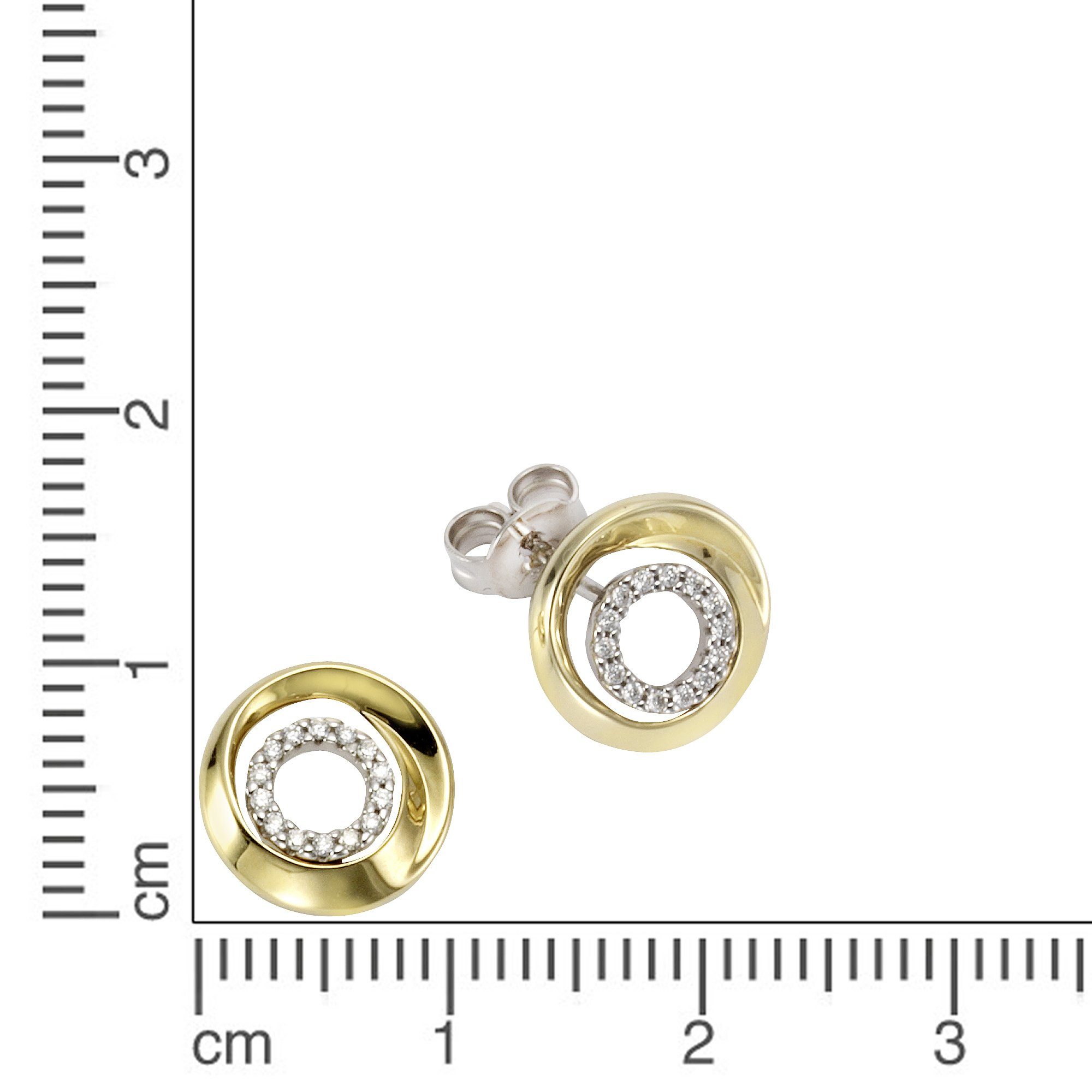 Gold Ohrstecker 585 zweifarbig 28x Paar 0,10ct. Orolino Brillant