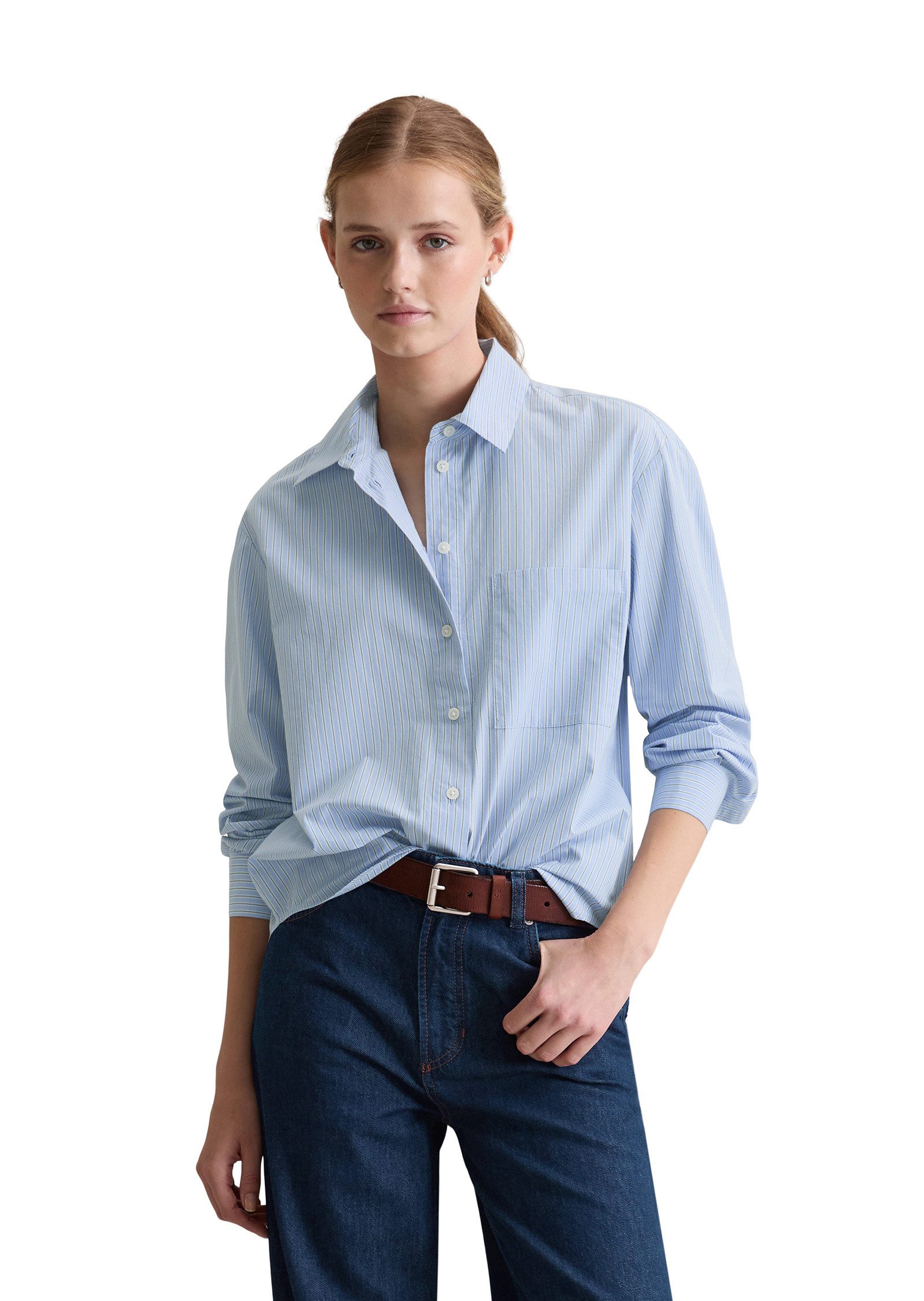 Marc O'Polo DENIM Langarmbluse aus Papertouch Popeline günstig online kaufen