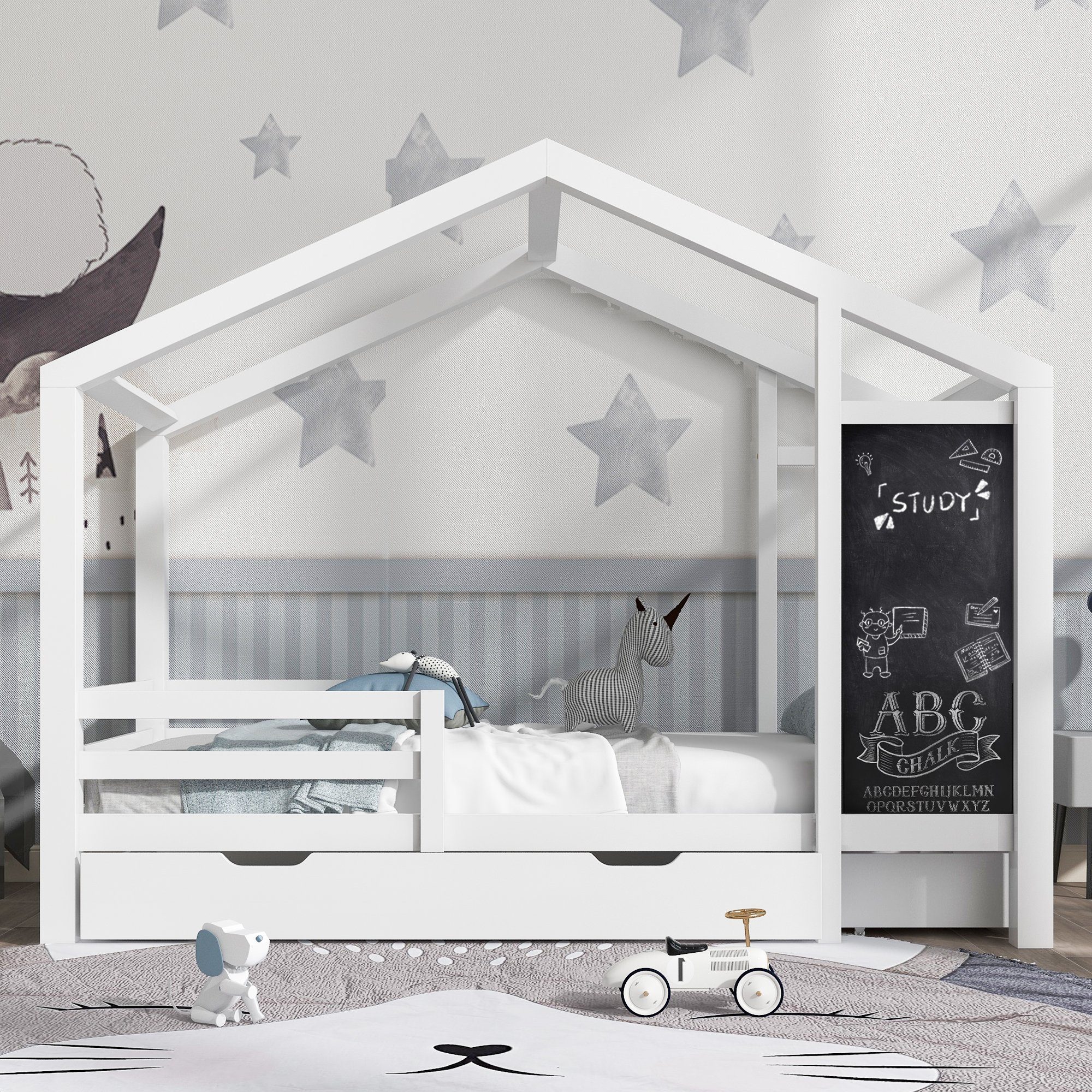 Flieks Kinderbett, Hausbett mit 2 Schubladen günstig online kaufen