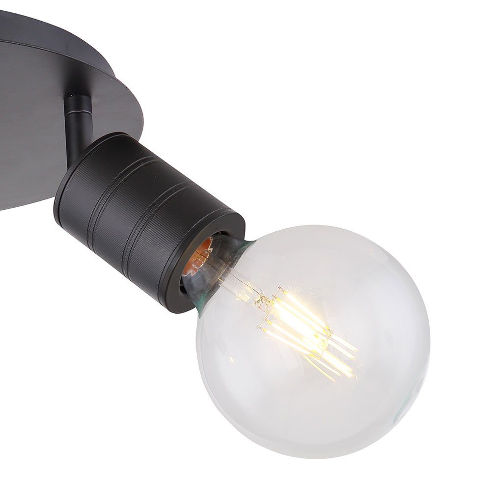 Leuchtmittel LED Metall Deckenspot, 3 Deckenleuchte schwarz Deckenstrahler Globo Flammig schwenkbar E27 nicht inklusive,