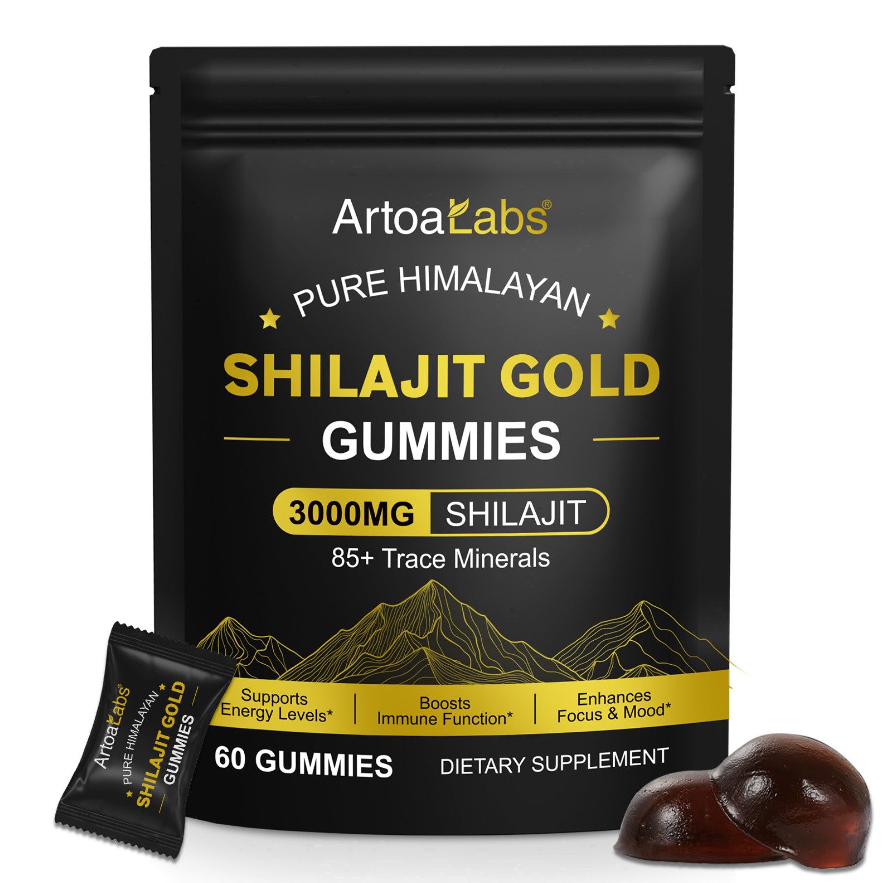 P-Beauty Cosmetic Accessories Himalayan Shilajit Gold Gummies Gummibärchen Fulvosäure 3000mg Gummies, SHILAJIT, Nahrungsergänzungsmittel, Vitamine