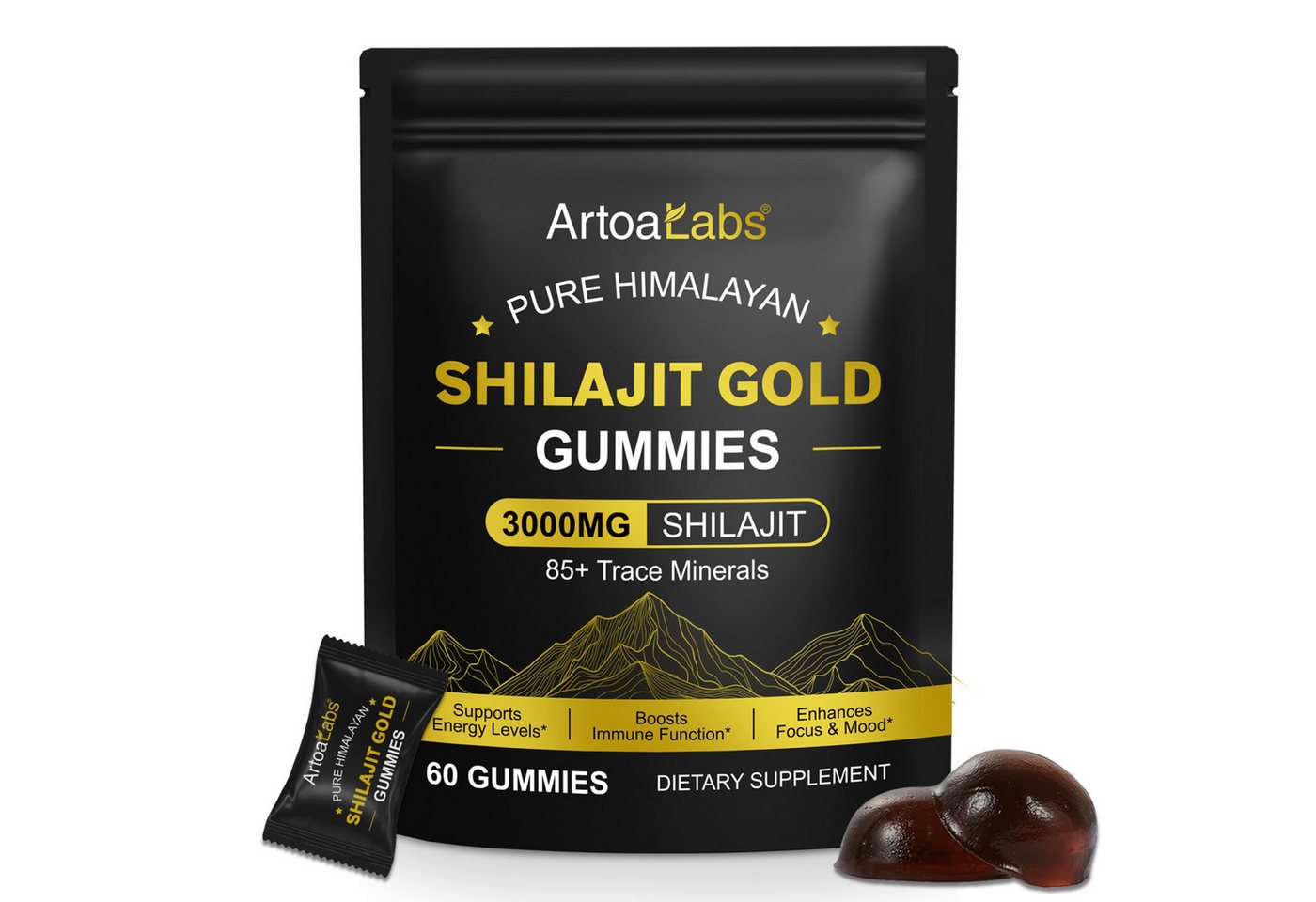 P-Beauty Cosmetic Accessories Himalayan Shilajit Gold Gummies Gummibärchen Fulvosäure 3000mg Gummies, SHILAJIT, Nahrungsergänzungsmittel, Vitamine