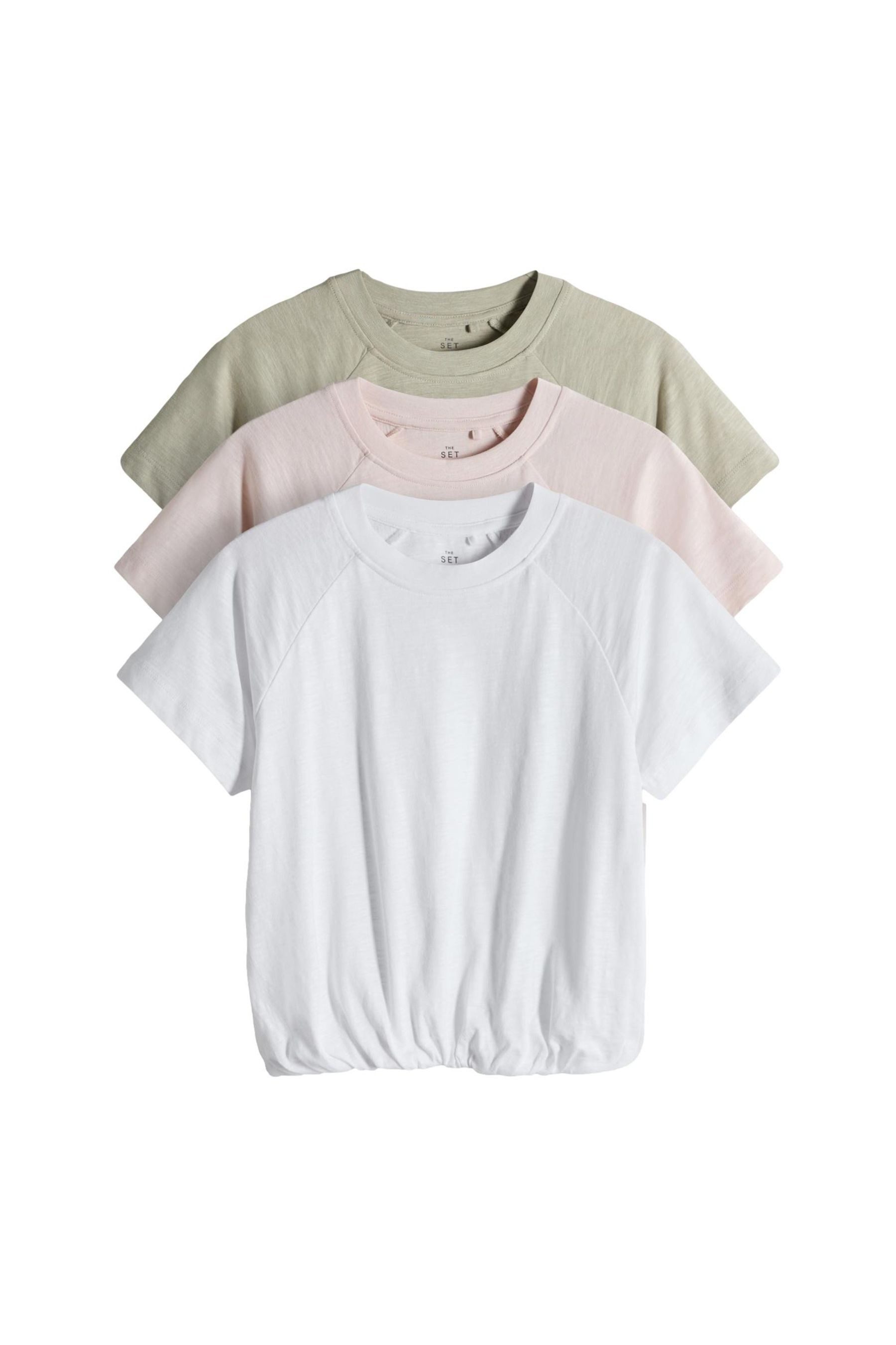 T-Shirt The Set T-Shirts mit Ballonsaum, 3er-Set
