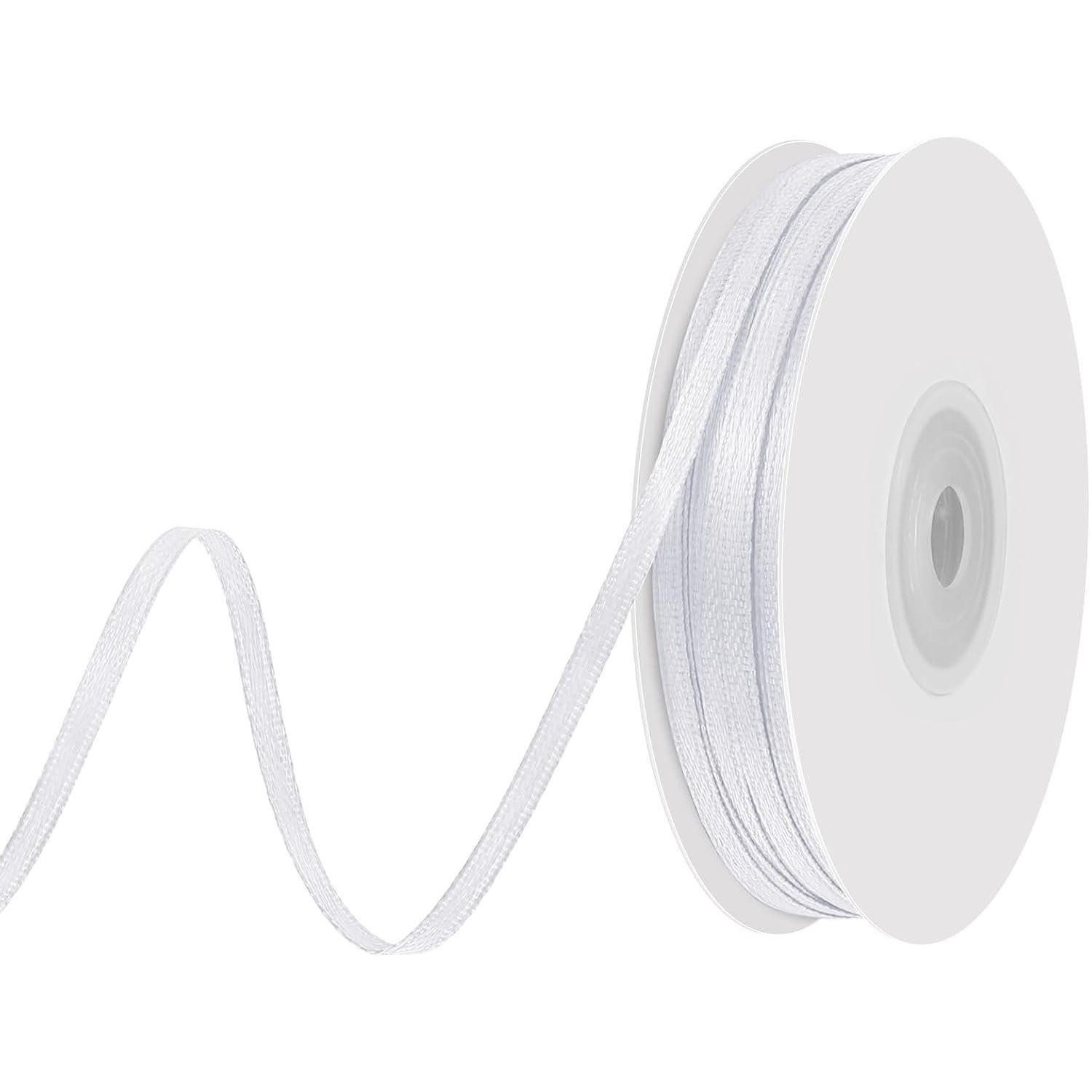 LuxusKollektion Geschenkband Weißes Satinband 91 Meter Geschenkband 3 mm Hochzeit Deko Taufe
