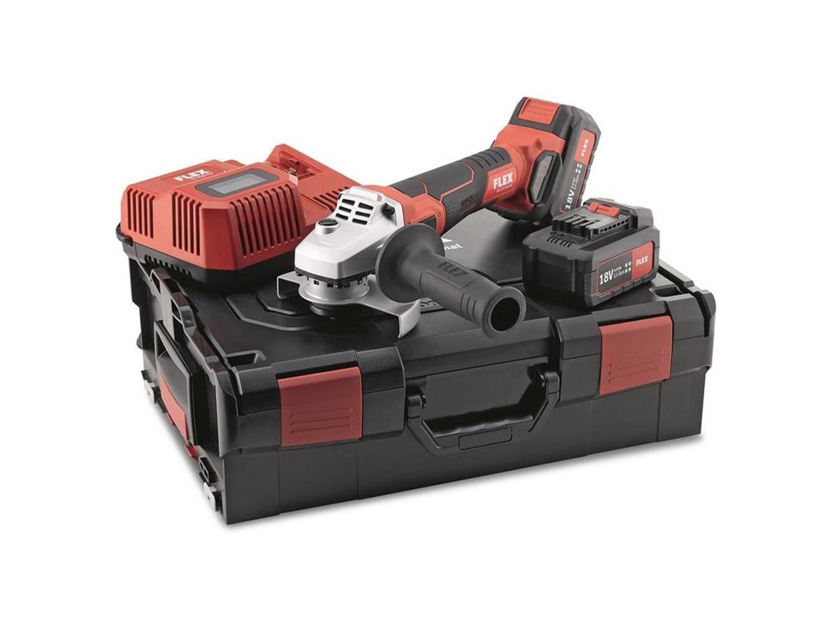 Flex Akku-Winkelschleifer LB 125 18.0-EC, Set inkl. 2 Akkus, Ladegerät und L-BOXX