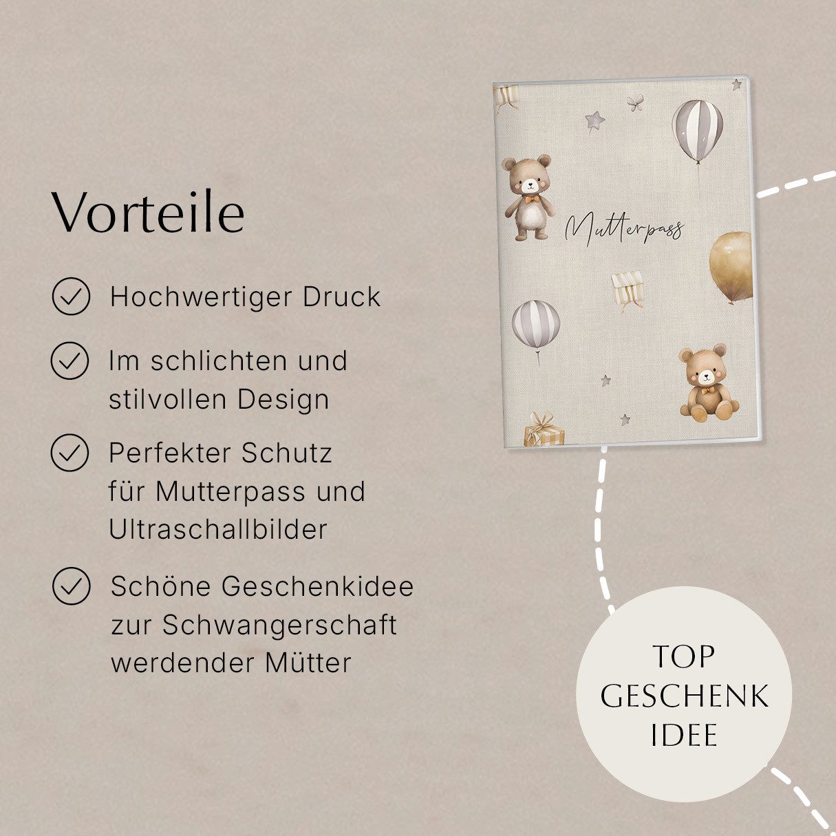Thumbnail - NORDEULE Mutterpass-Hülle Molly, Schutzhülle mit Design-Einsatz und Zusatzfach, ideal als Geschenkidee zur Schwangerscha...