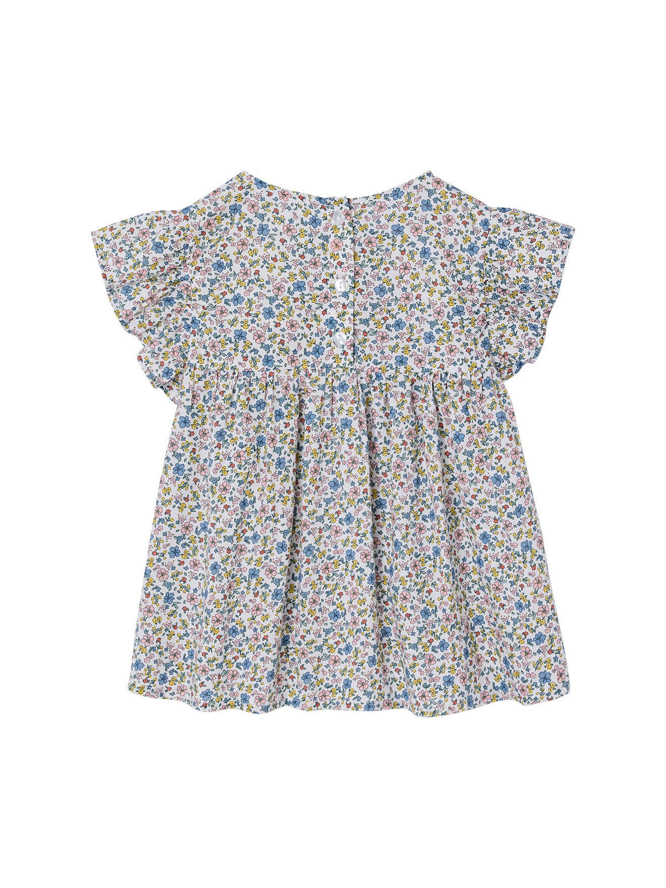 vertbaudet Kurzarmbluse Geblümte Mädchen Bluse mit kurzen Volantärmeln