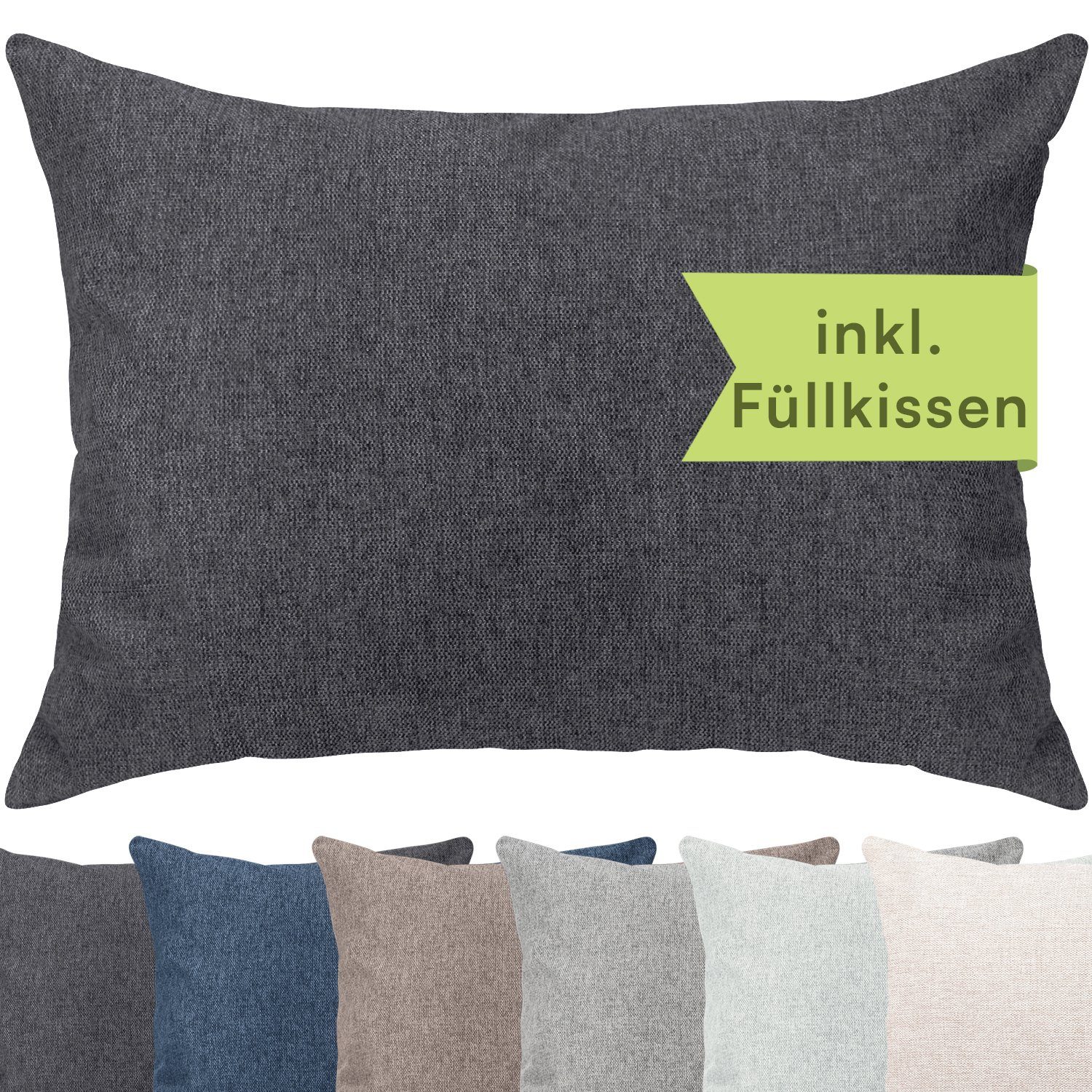 Selfitex Dekokissen XXL 60x80 inkl. Füllkissen kuschelweiches Lesekissen, Rückenkissen, Sofakissen, für Couch, Bett oder als Polster jeglicher Art