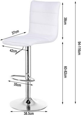 Woltu Barhocker (4 St), Design Stuhl mit Rücklehne, verchromter Stahl, Kunstleder
