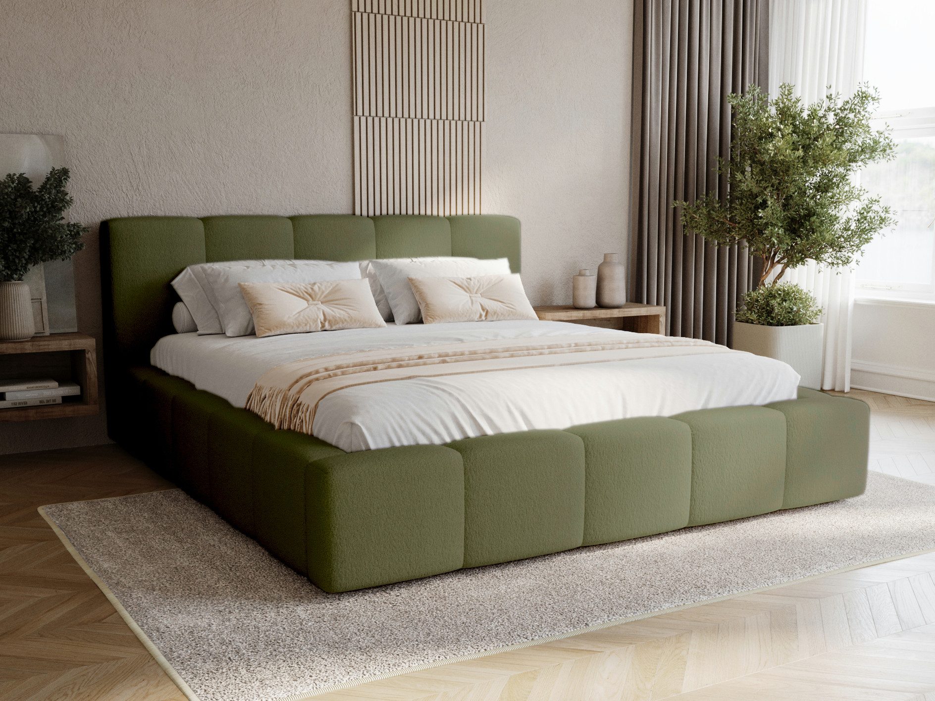Compleo Polsterbett modern und elegant, Designerbett, Wolkenbett LARAS (TOPSELLER Stauraumbett MADE IN EU), mit Bettkasten und Lattenrost