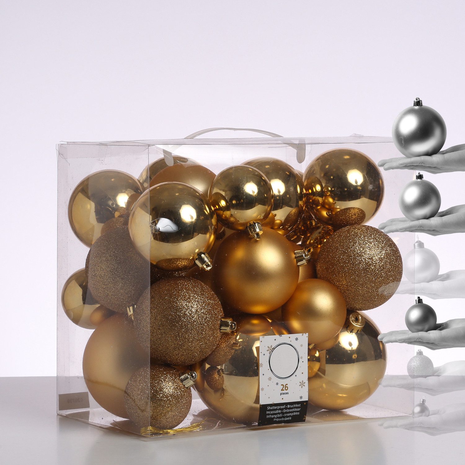MARELIDA Weihnachtsbaumkugel Christbaumkugel Weihnachtskugel bruchfest glänzend matt gold 26er Set (26 St)
