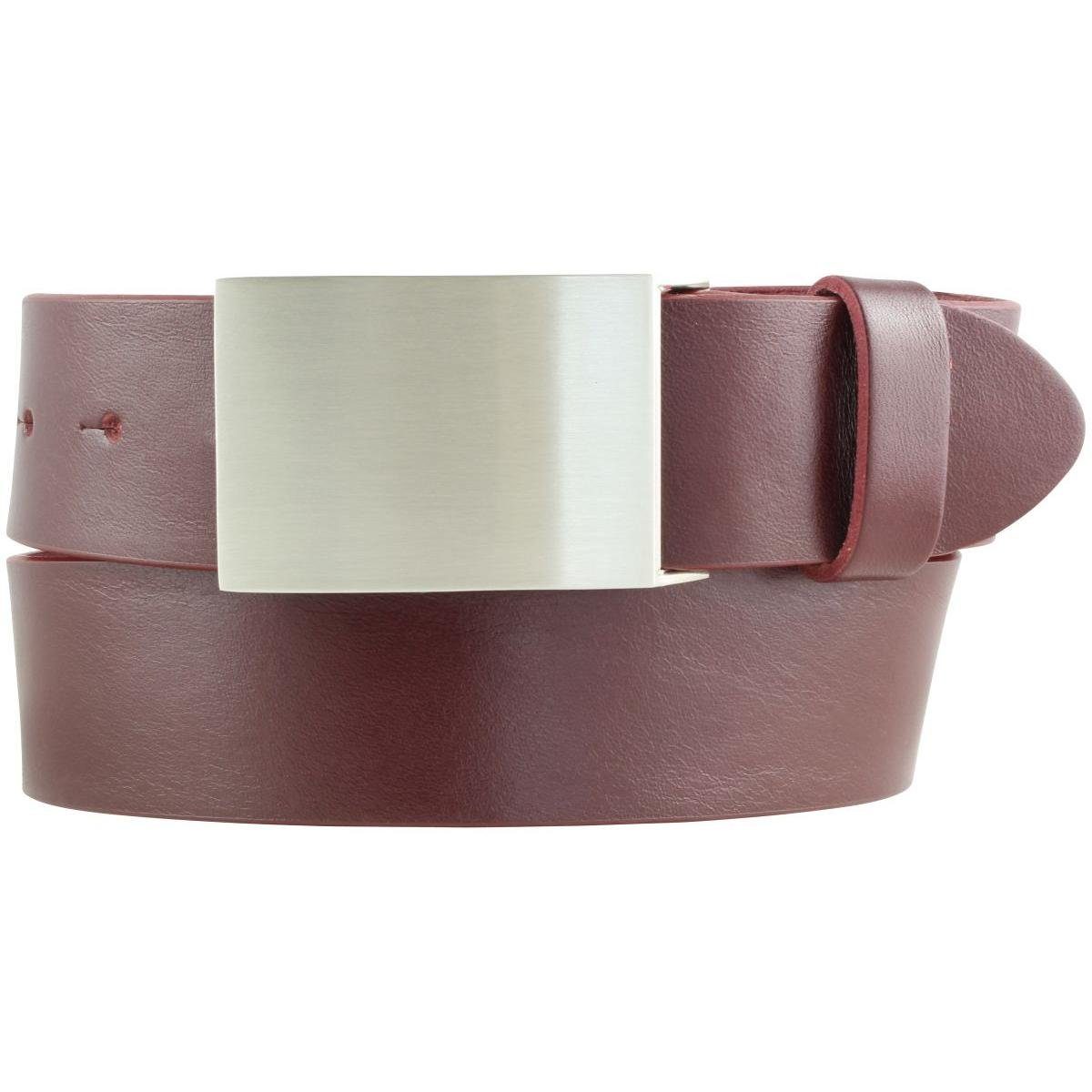 - 4,0 Ledergürtel aus Jeans Jeans-Gürtel Silber Herren für 40mm BELTINGER Bordeaux, Gürtel - cm Vollrindleder