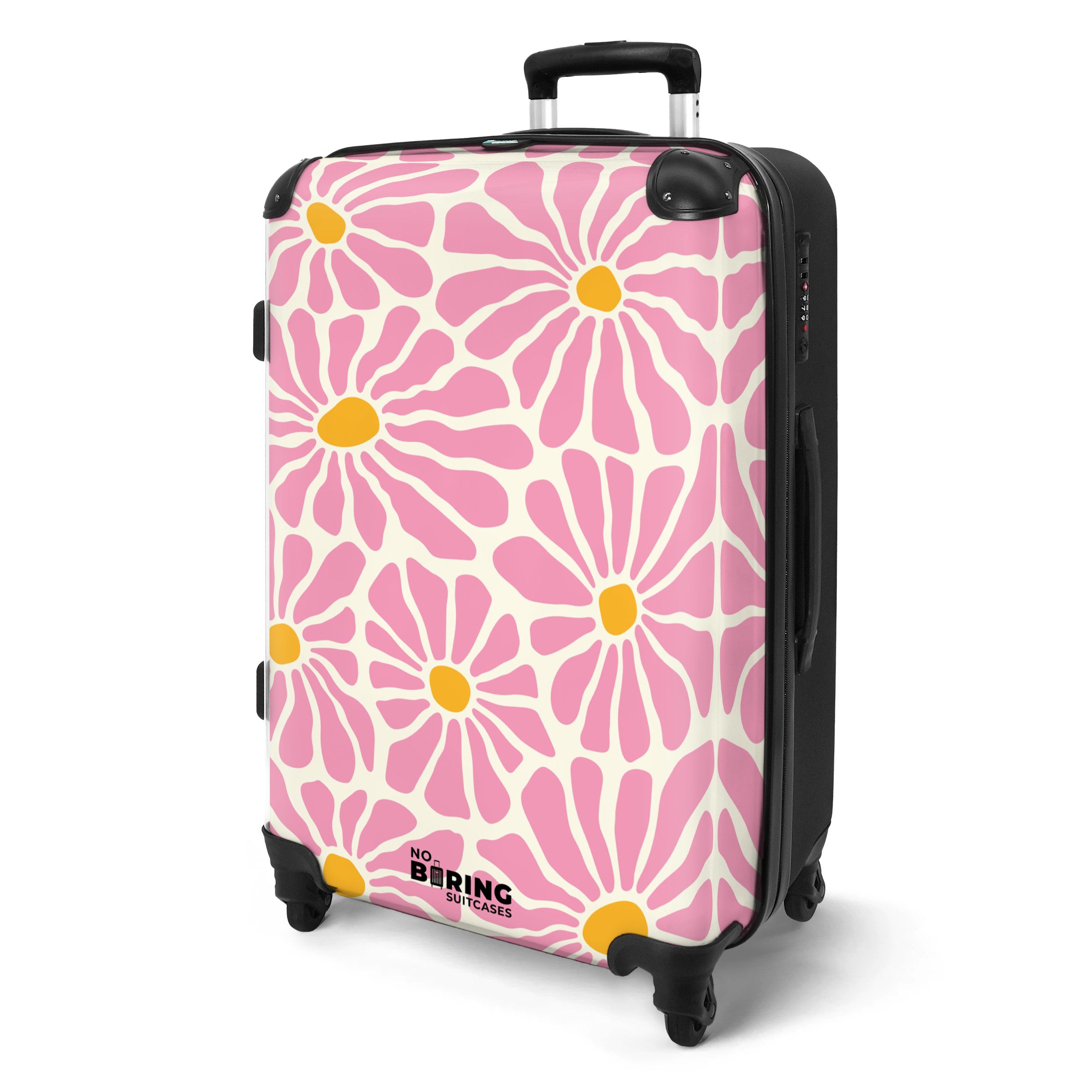 NoBoringSuitcases.com© Hartschalen-Trolley Beige mit rosa und günstig online kaufen