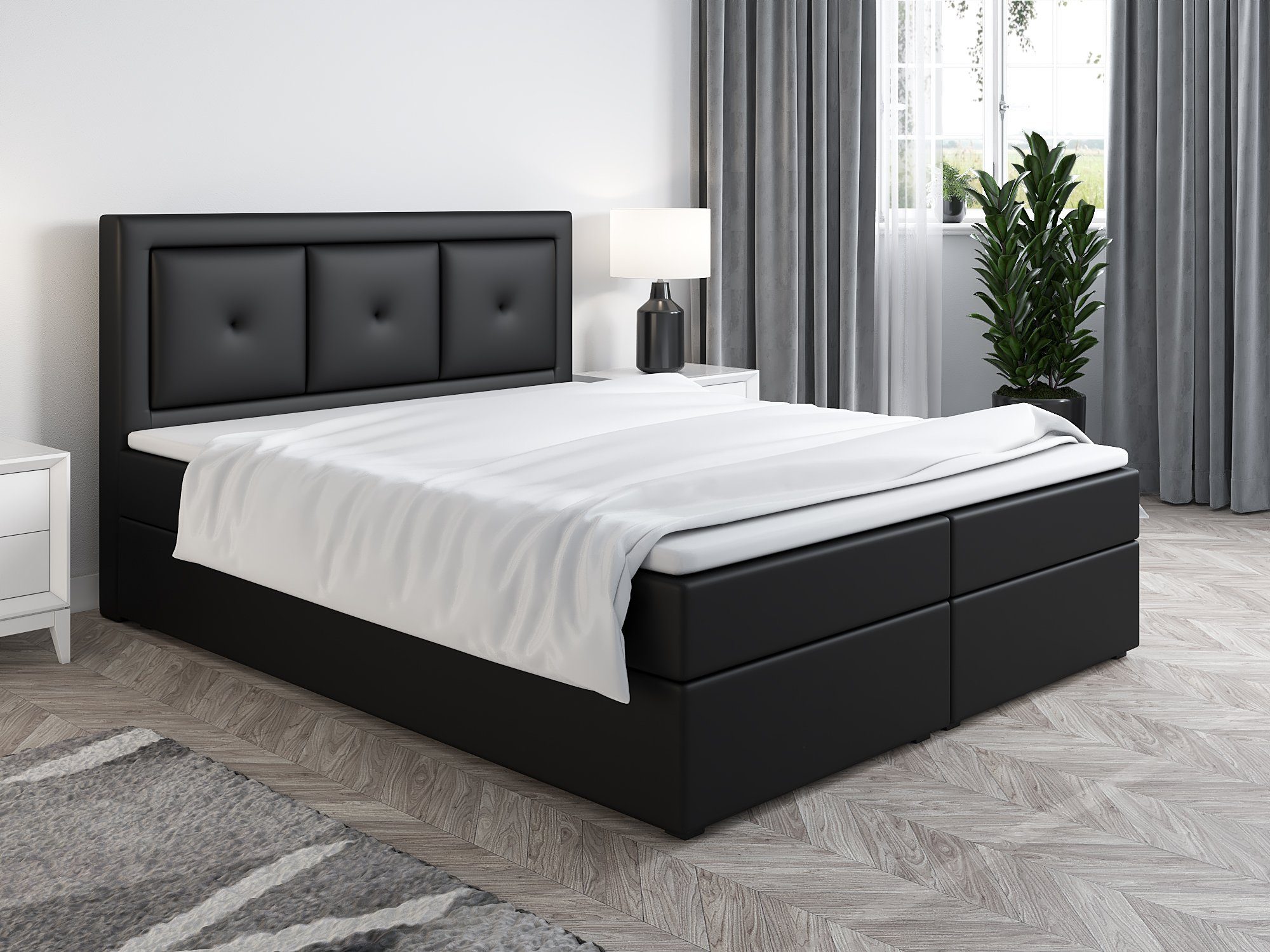 Fun Möbel Boxbett Schlafzimmerbett MILES (in Kunstleder (Soft) oder Kunstleder (Soft) & Sawana), inkl. 2 Bettkästen und Kaltschaumtopper