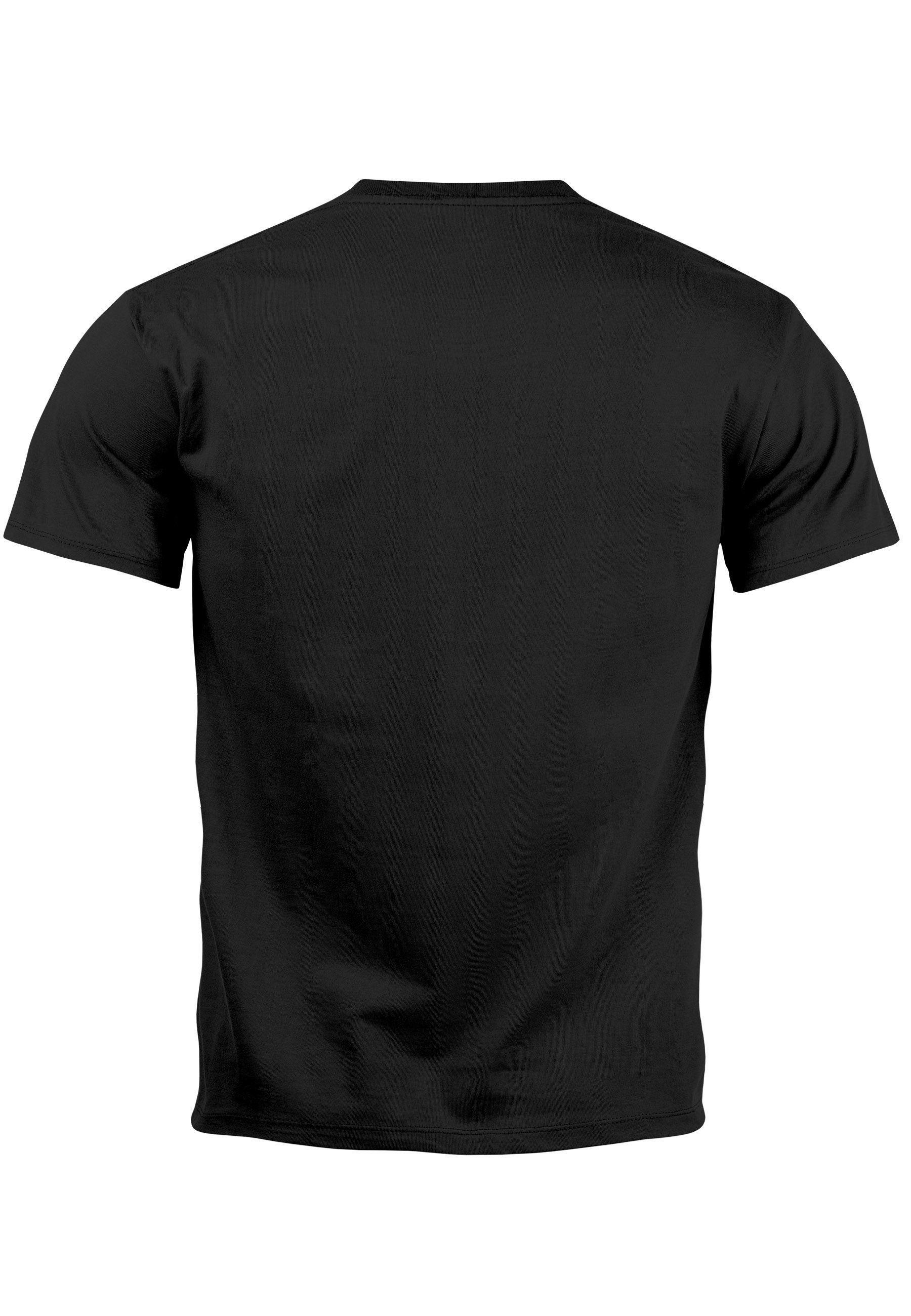 Print Teddy Sarkasmus Bär Print-Shirt schwarz Print Ironie Fash Herren mit Neverless Eternity T-Shirt Aufdruck
