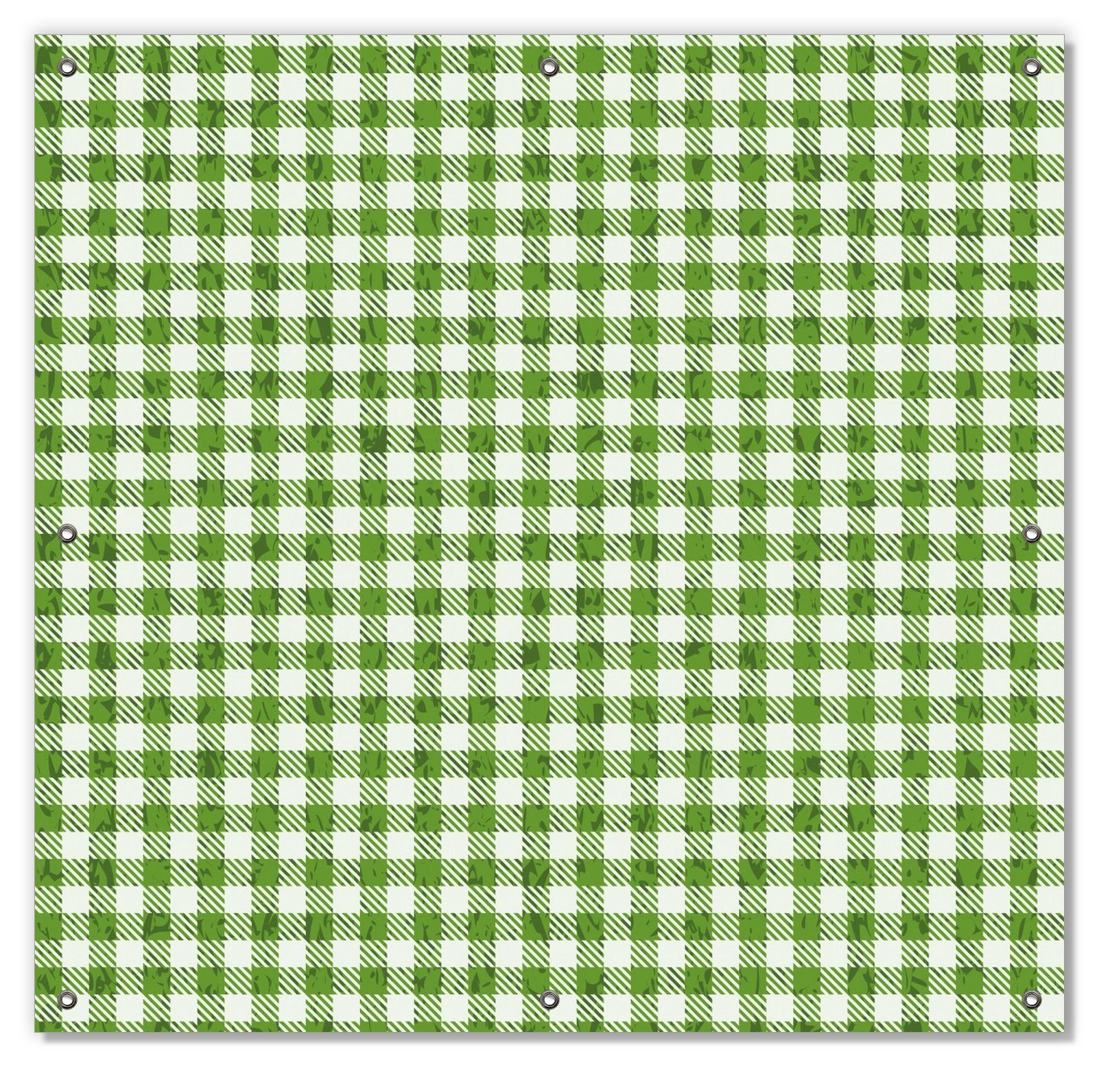 grün Tischdecke Sonnenschutz Wallario, und wiederverwendbar wiederablösbar weiß kariert, einer in blickdicht, Muster und mit Saugnäpfen,