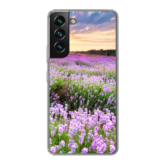 MuchoWow Handyhülle Lavendel - Blumen - Sonnenuntergang - Lila - Wiese Phone Case Handyhülle Samsung Galaxy S22+ Silikon Schutzhülle