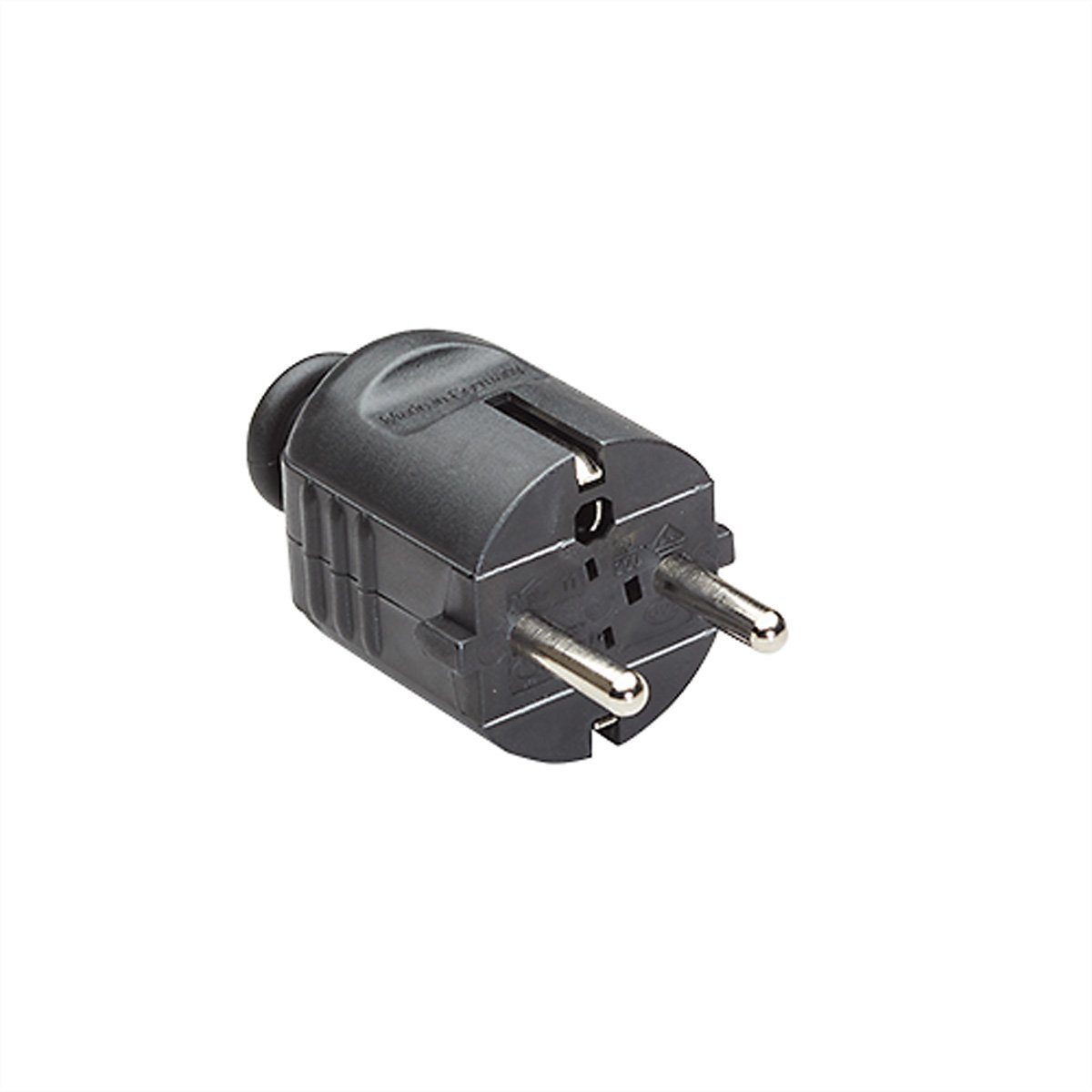 Bachmann Schutzkontaktstecker Stromadapter Schutzkontakt, CEE 7/7, Typ-E/F, 0 cm, schwarz bruchfest montierbar, 910.170