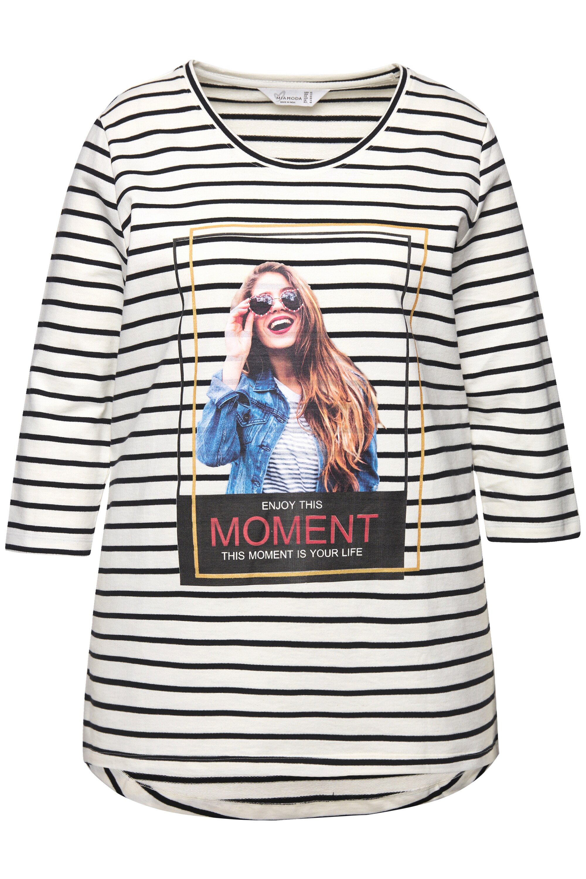 MIAMODA T-Shirt Sweatshirt Ringel Frauen-Motiv 3/4-Ärmel günstig online kaufen
