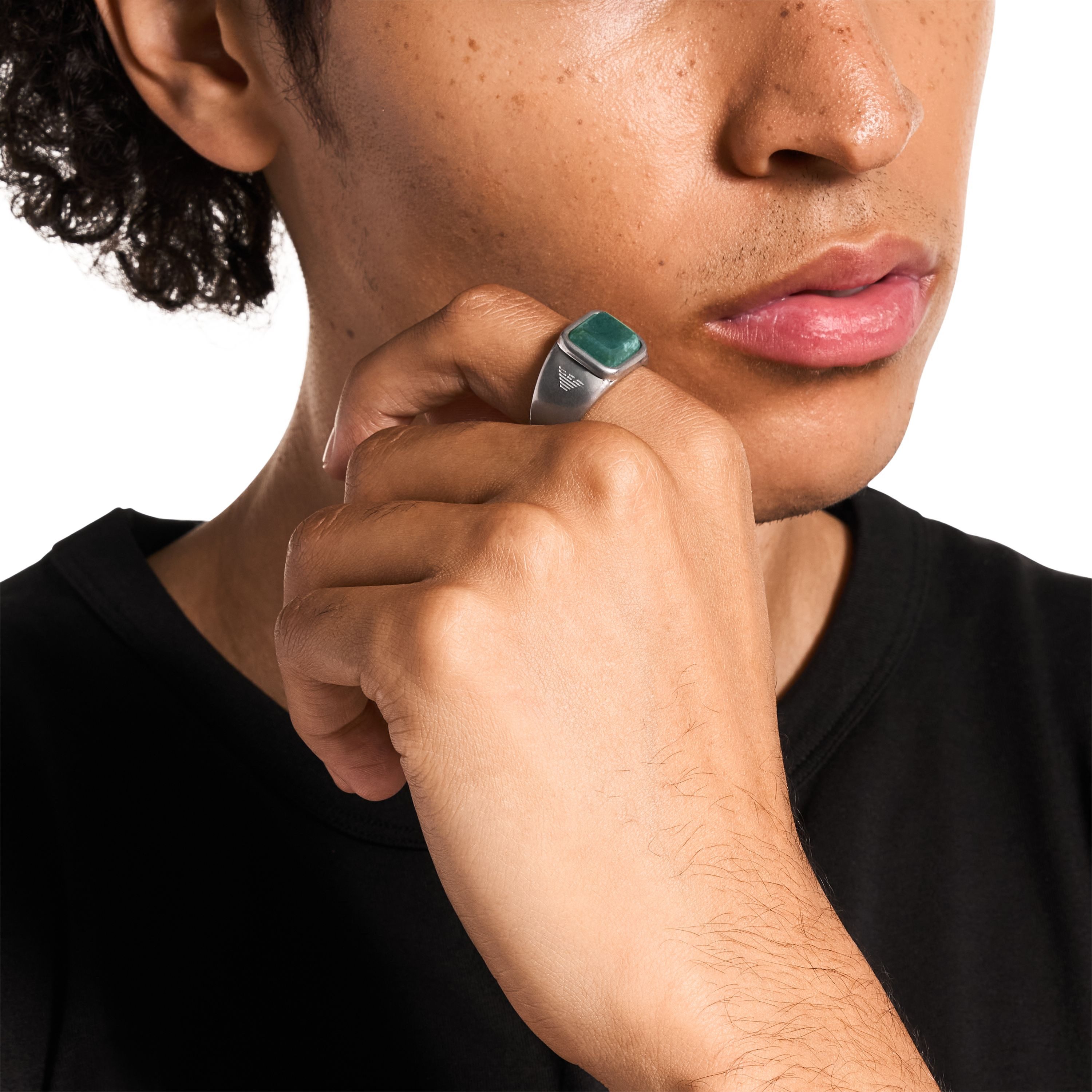 Emporio Armani Fingerring Schmuck Geschenk Edelstahl, mit Achat oder Sodalith
