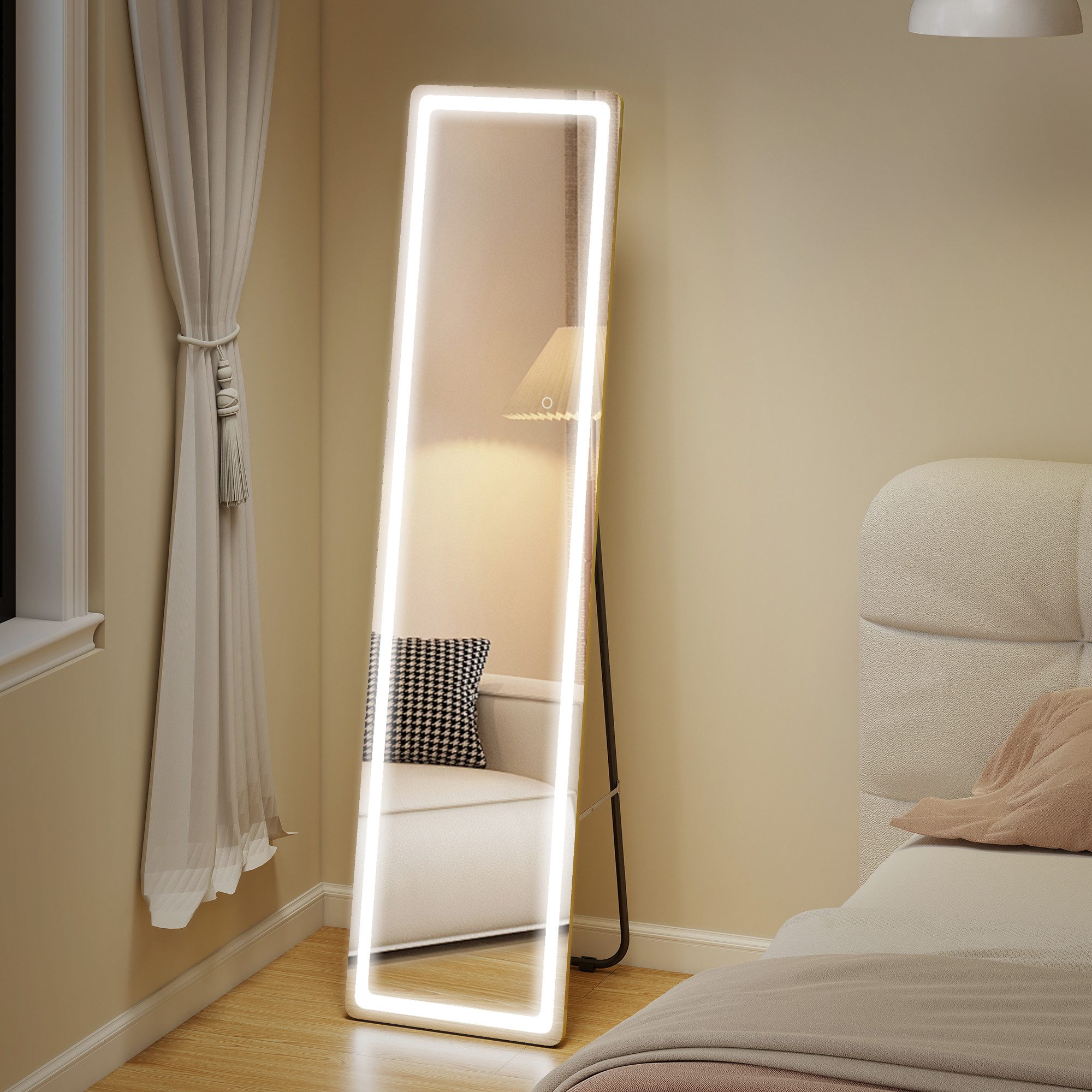 Standspiegel 2 in 1 Ganzkörperspiegel mit LED-Licht