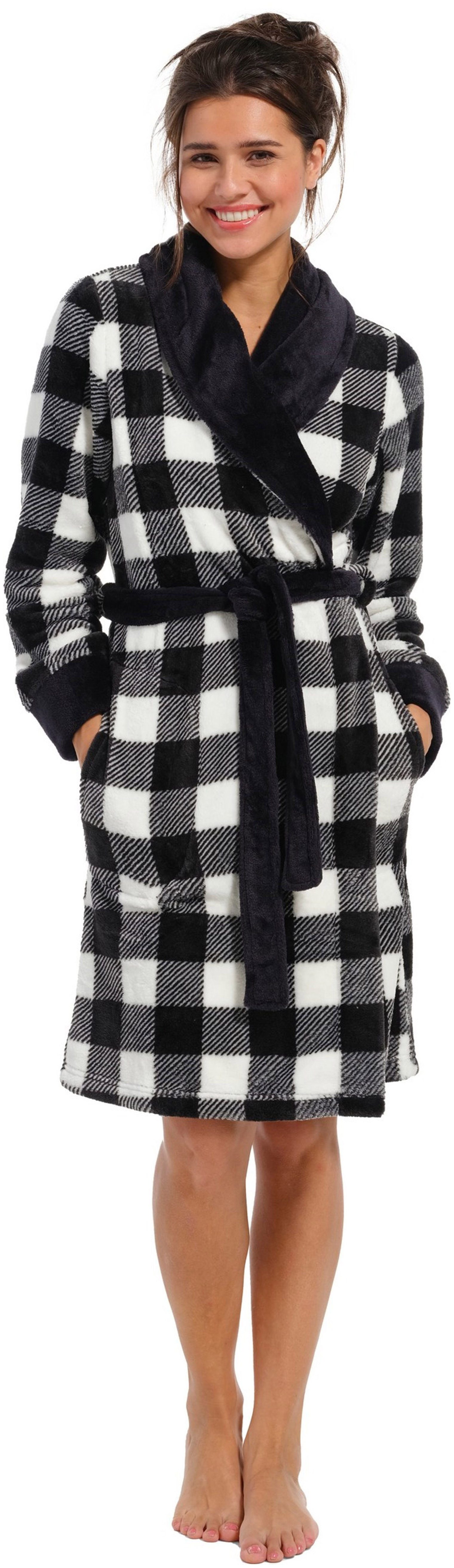 Rebelle Damenbademantel Kuscheliger Damen Bademantel, Midi, Polyester, Scha günstig online kaufen