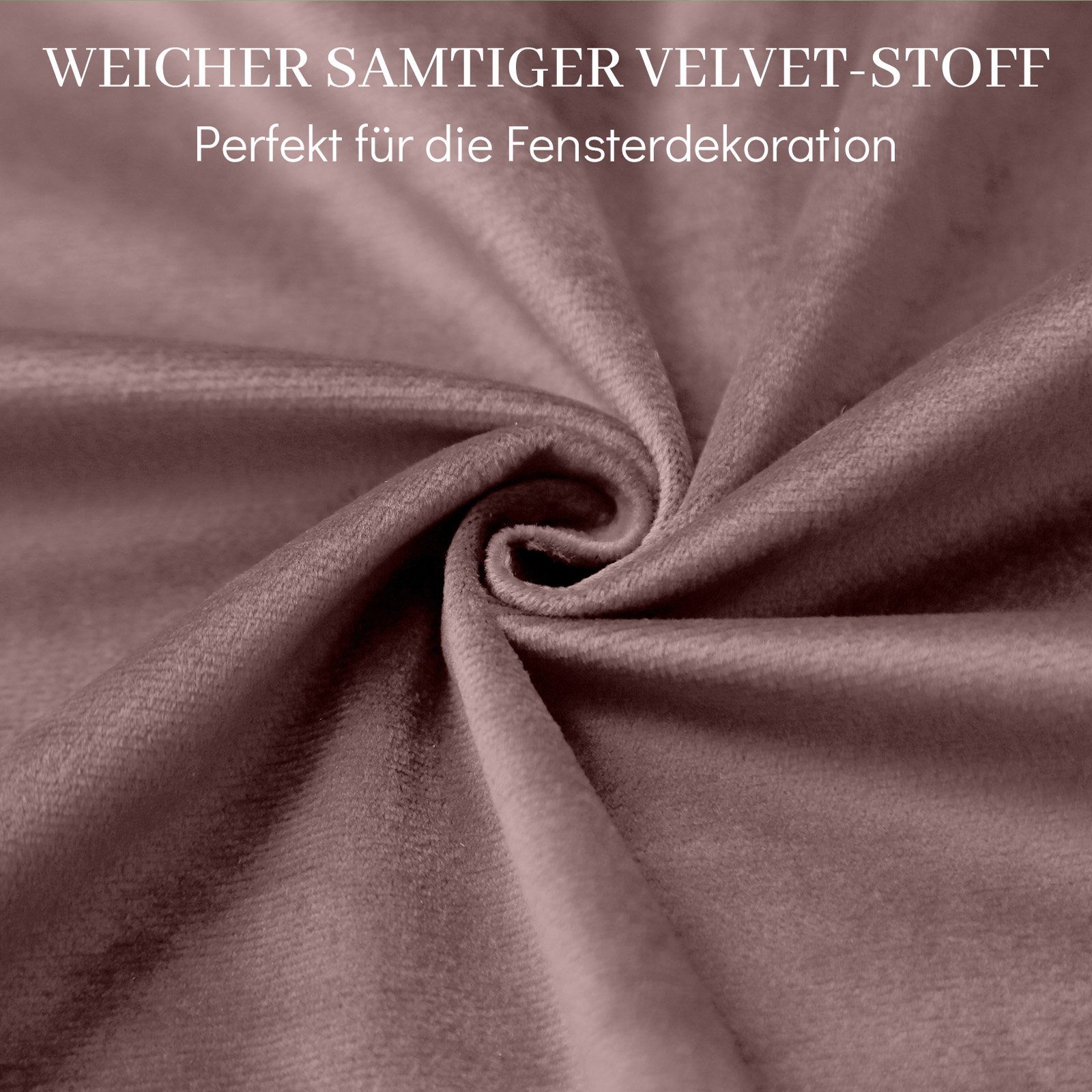 St), für Kräuselband, Verdunkelungsvorhang Luxus Blickdicht Gardine (2 Thermogardine, Wärmeisolierend, Sunicol, Wohnzimmer, Schlafzimmer,Kinderzimmer Samtvorhang, Wildrose