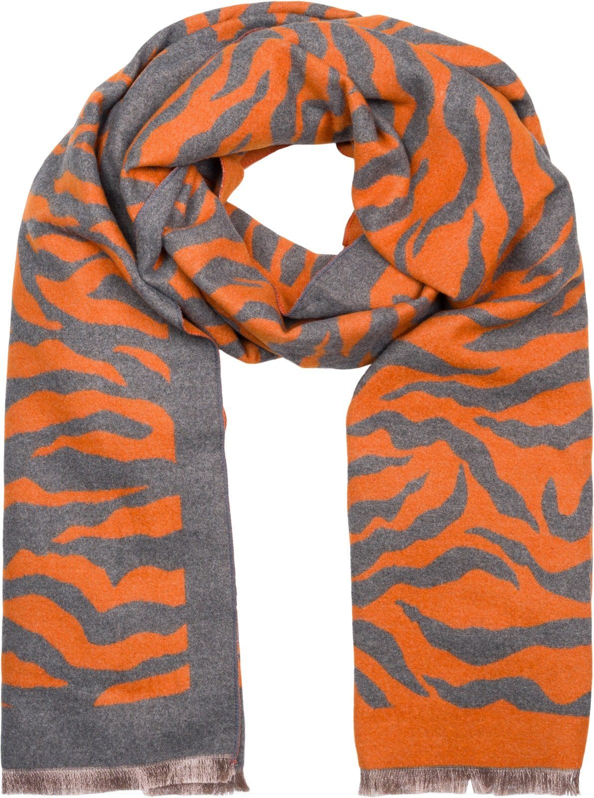 styleBREAKER Modeschal, (1-St), Schal mit Zebra Muster Orange-Grau | Modeschals