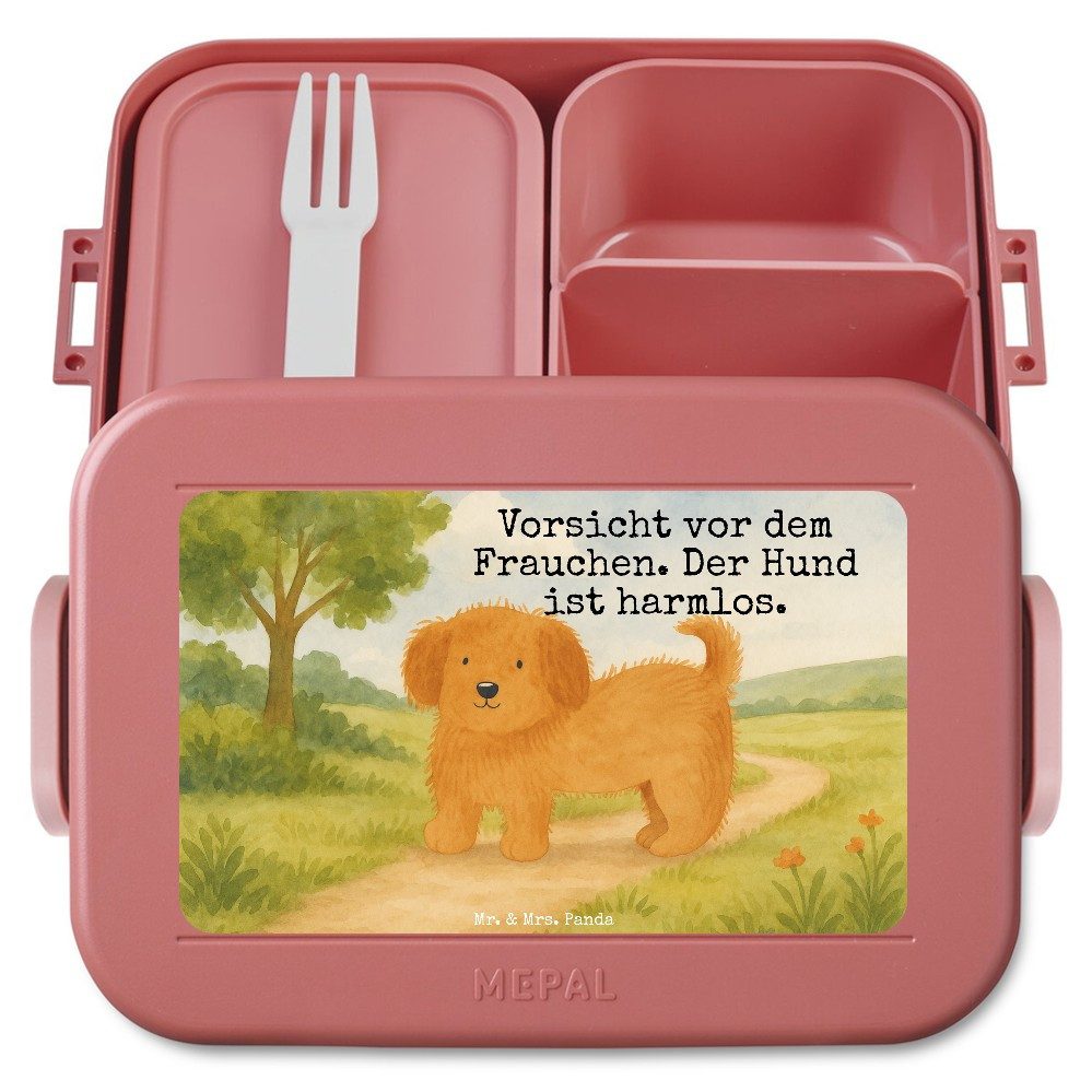 Mr. & Mrs. Panda Butterdose Hund Flauschig Design, Bentobox, Rot Pastell, Meal Prep Box, Lunchbox, Polypropylen lebensmittelecht, (Packung, 1-tlg)