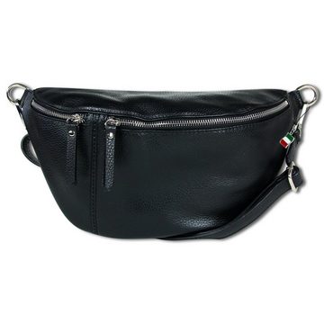 FLORENCE Gürteltasche Florence Echtleder BomBag Damen extra groß (Gürteltasche), Damen Leder Gürteltasche, schwarz ca. 37cm x ca. 20cm