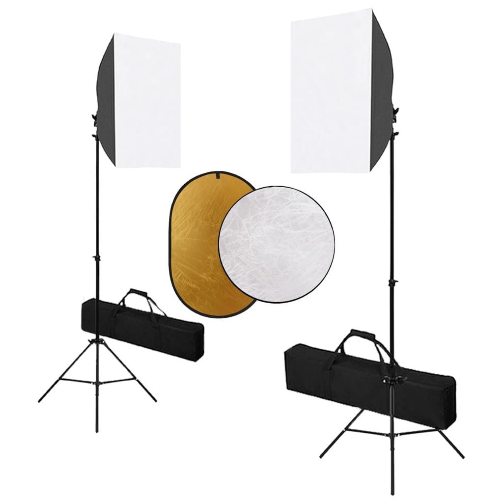 vidaXL Fotohintergrund Fotostudio Set mit Softbox-Leuchten und Reflektor