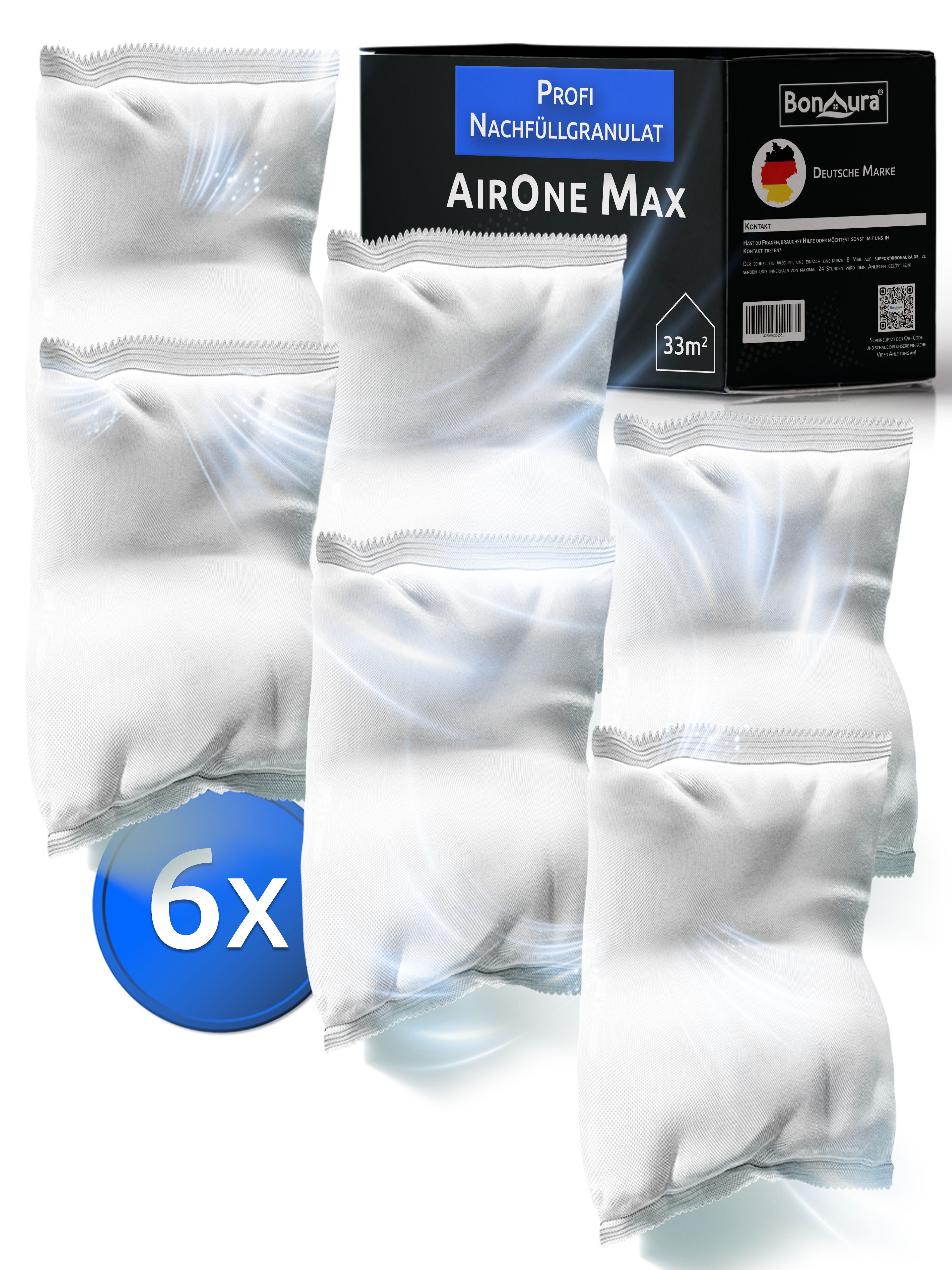 BonAura Luftentfeuchter-Nachfüllpack Entfeuchter Granulat im Vliesbeutel, 2er oder 4er Set, 980g pro Stk., Geruchsneutral